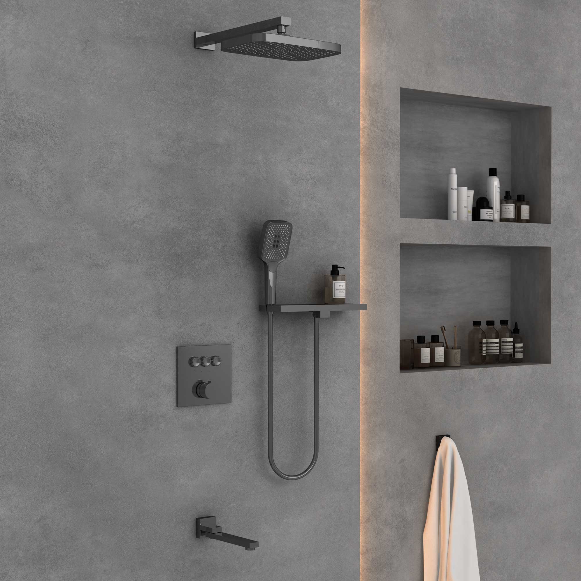 Душевая система Vincea VSFW-4311RGM встраиваемая в стену цвет вороненая сталь