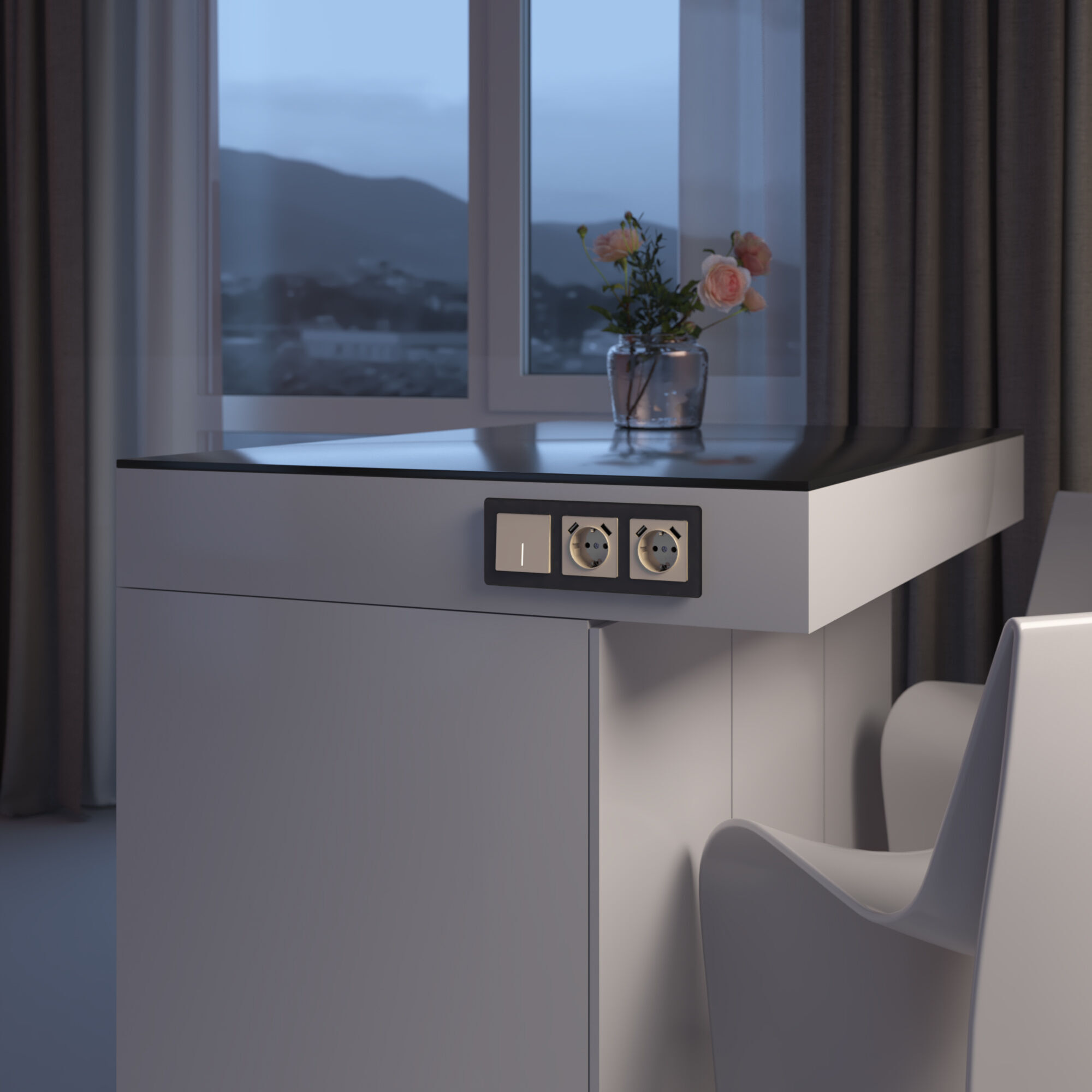 Выключатель одноклавишный с подсветкой (айвори акрил) Werkel