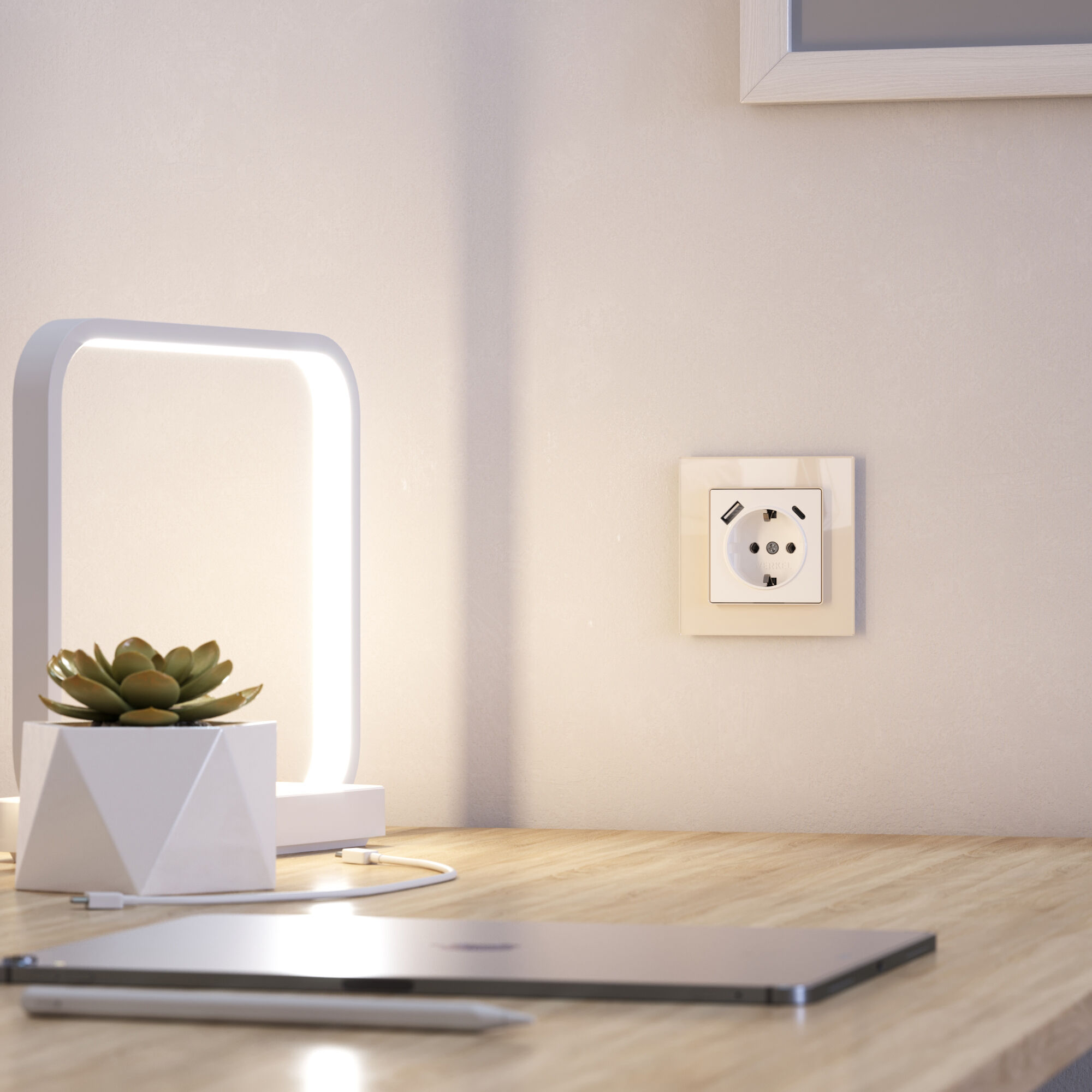 Рамка на 1 пост (молочный, стекло) Werkel