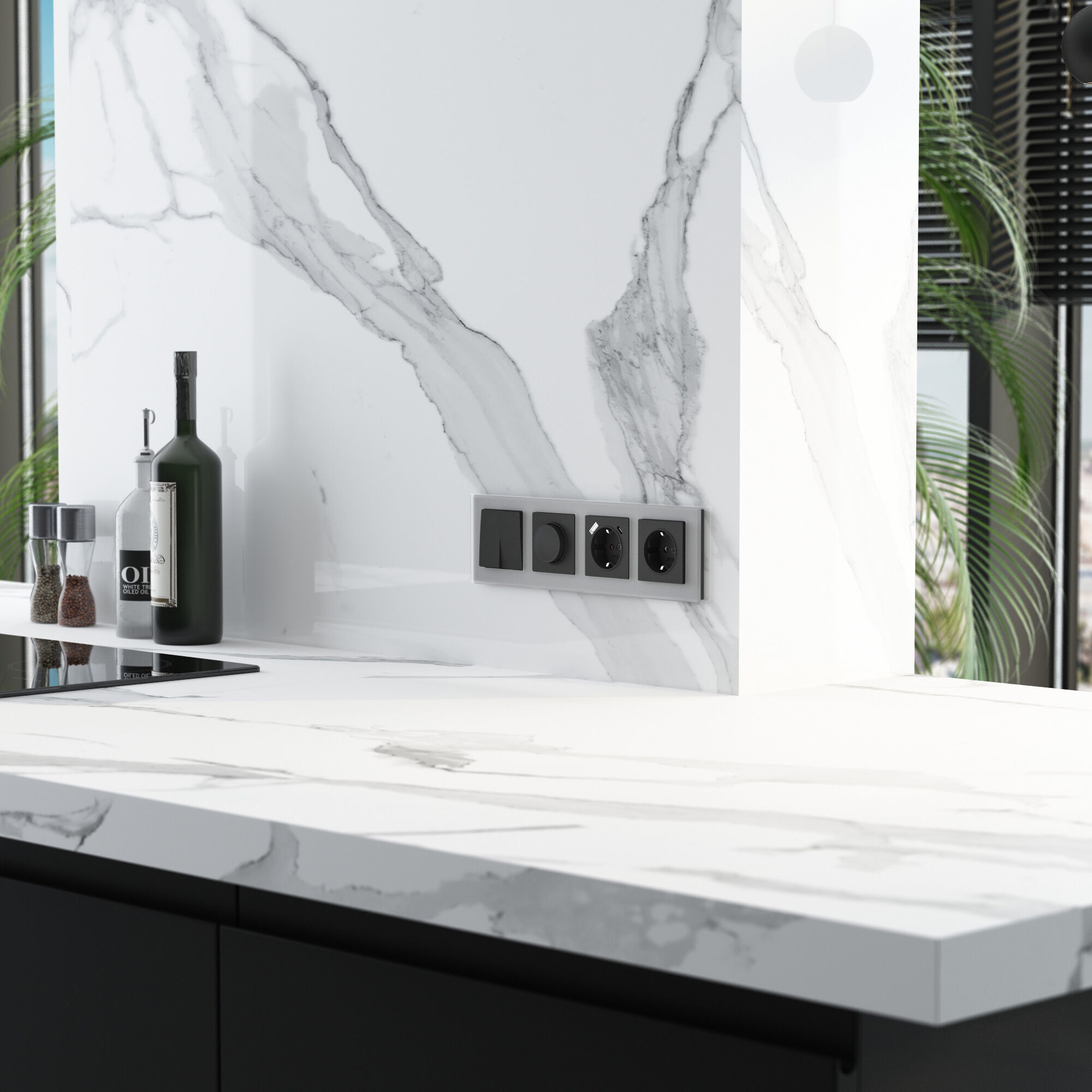 Рамка на 4 поста Senso (серебряный, стекло soft-touch) Werkel