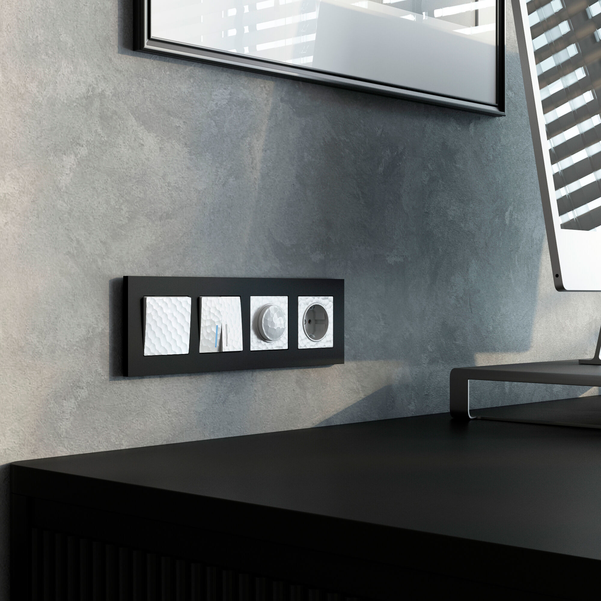 Выключатель двухклавишный проходной с подсветкой (белый) Werkel