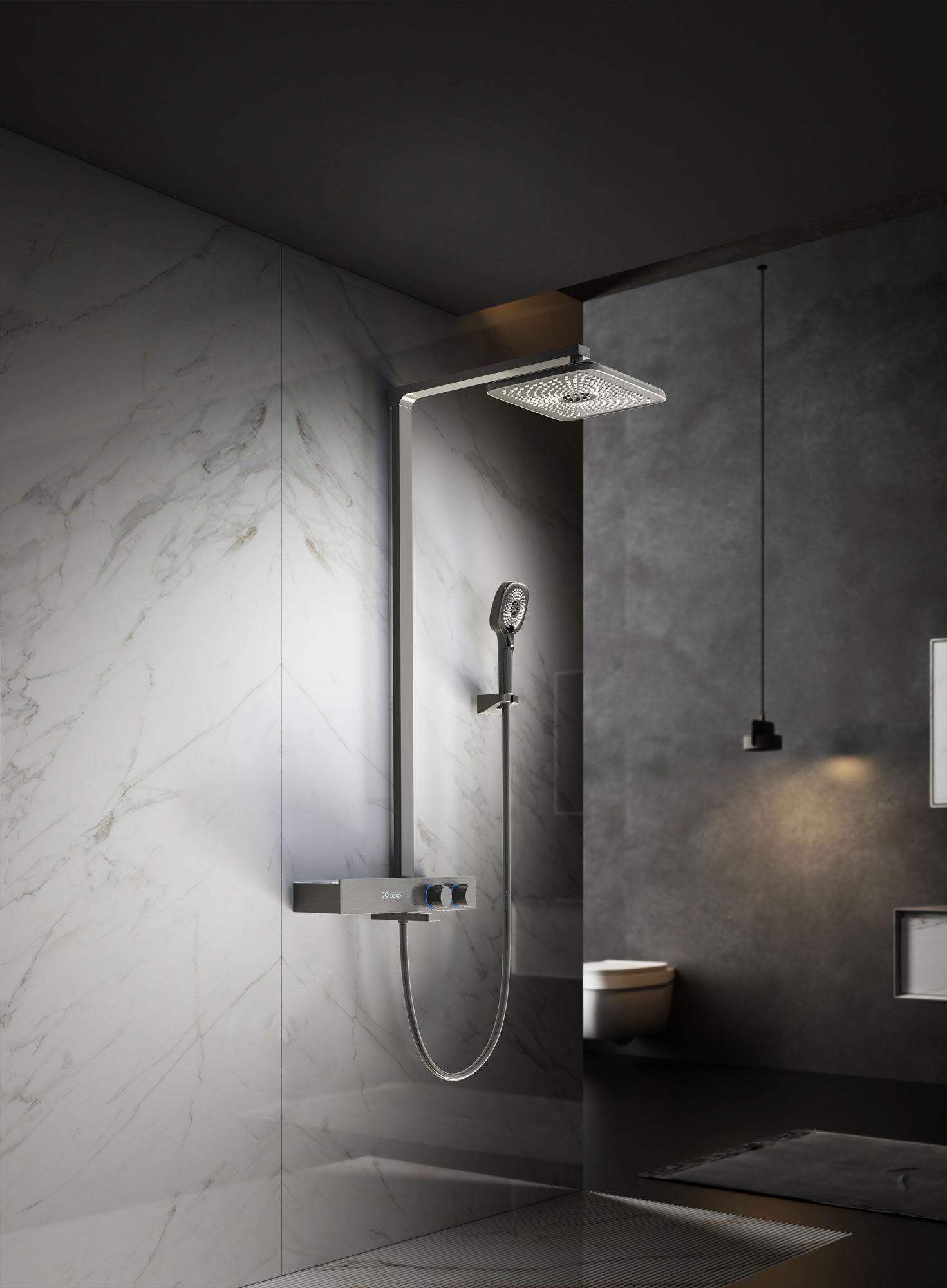 Душевая стойка Vincea Inspire VSFS-3I13TGM настенная цвет вороненая сталь