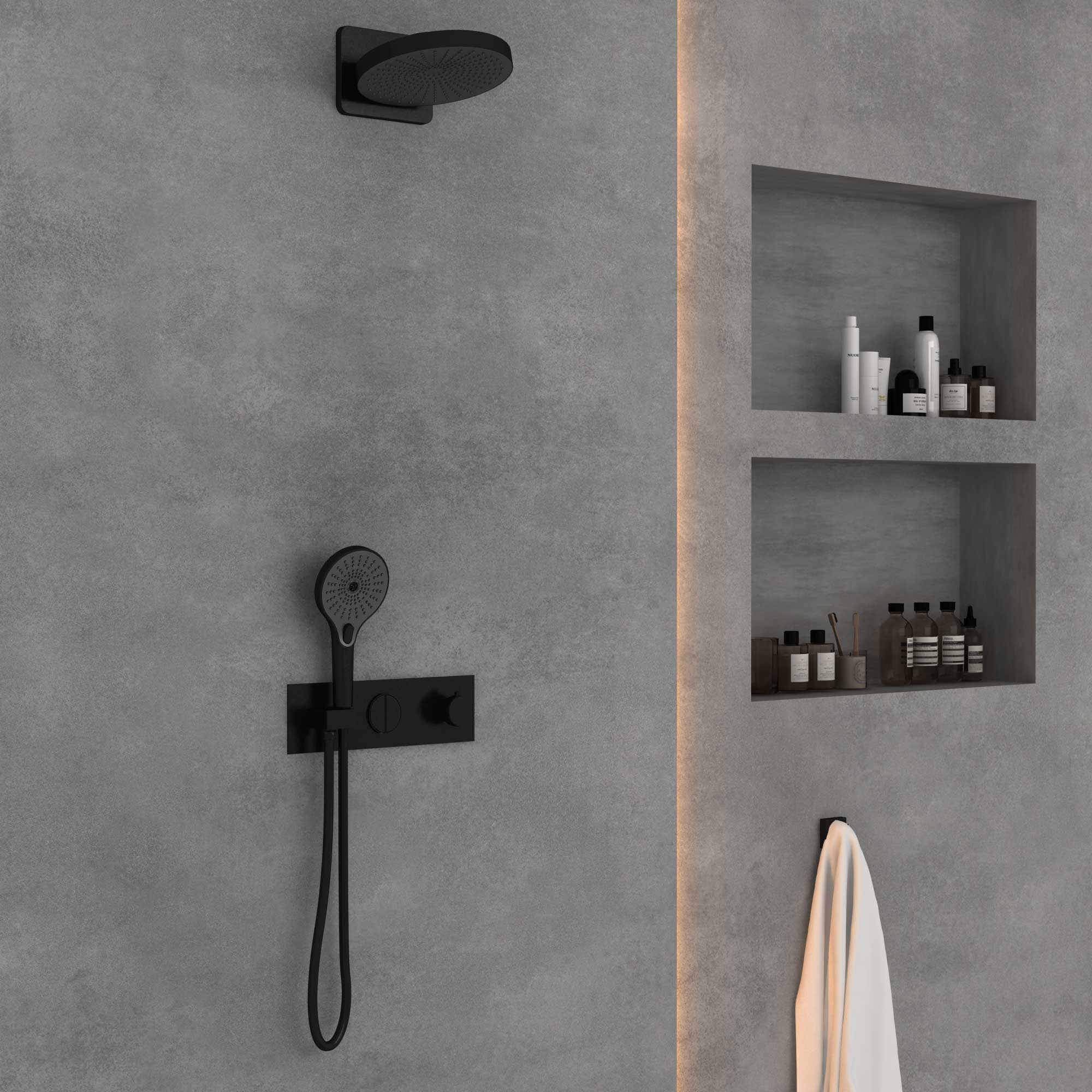 Душевая система Vincea VSFW-422TI1MB встраиваемая в стену цвет черный матовый