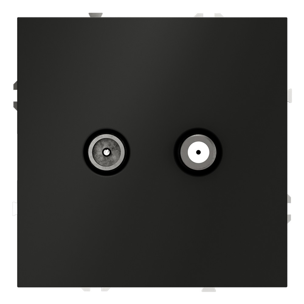 Розетка телевизионная встраиваемая VOLTUM S70 оконечная TV+SAT, (черный матовый)