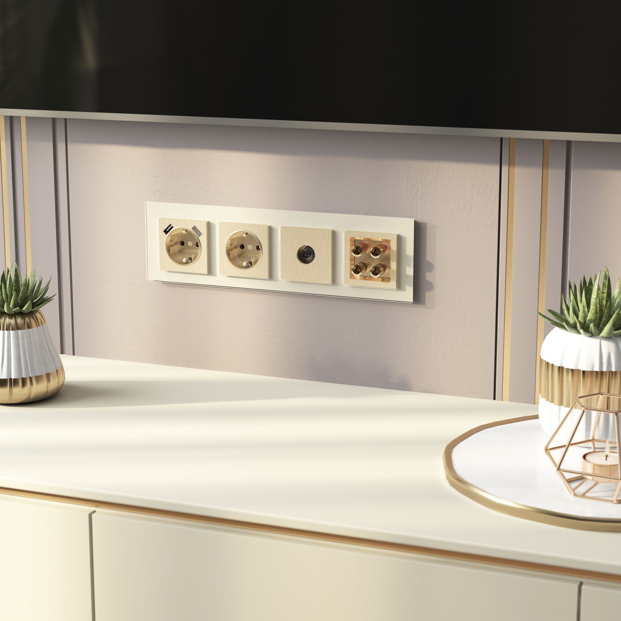 ТВ-розетка оконечная (шампань рифленый) Werkel