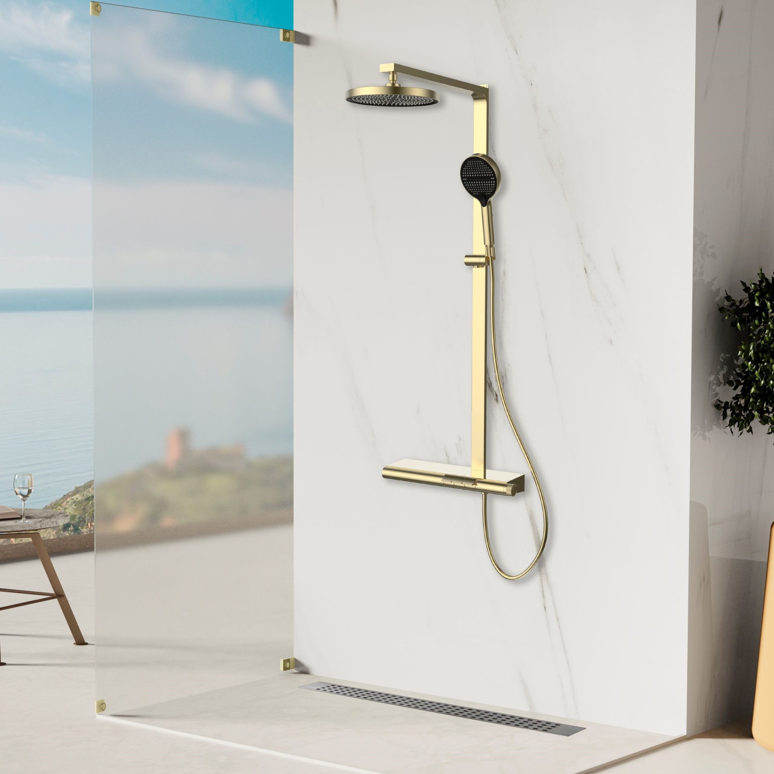 Душевая стойка Vincea Aspire VSFS-4AS1BG настенная цвет брашированное золото