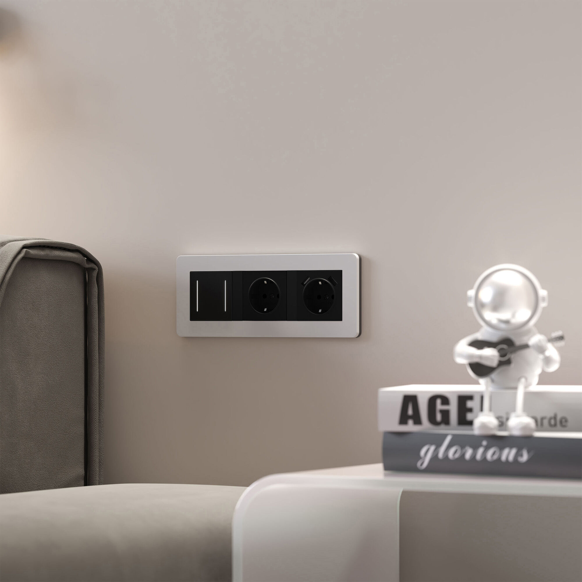 Рамка на 3 поста Split (белый/черный, soft-touch) Werkel