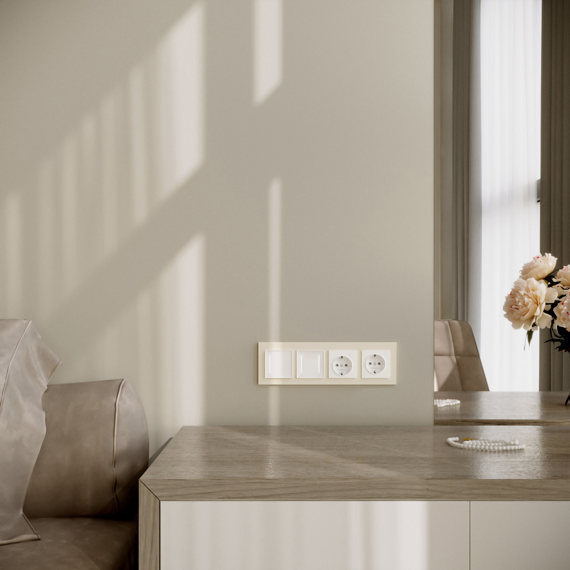 Рамка на 4 поста Slab (айвори софт) Werkel