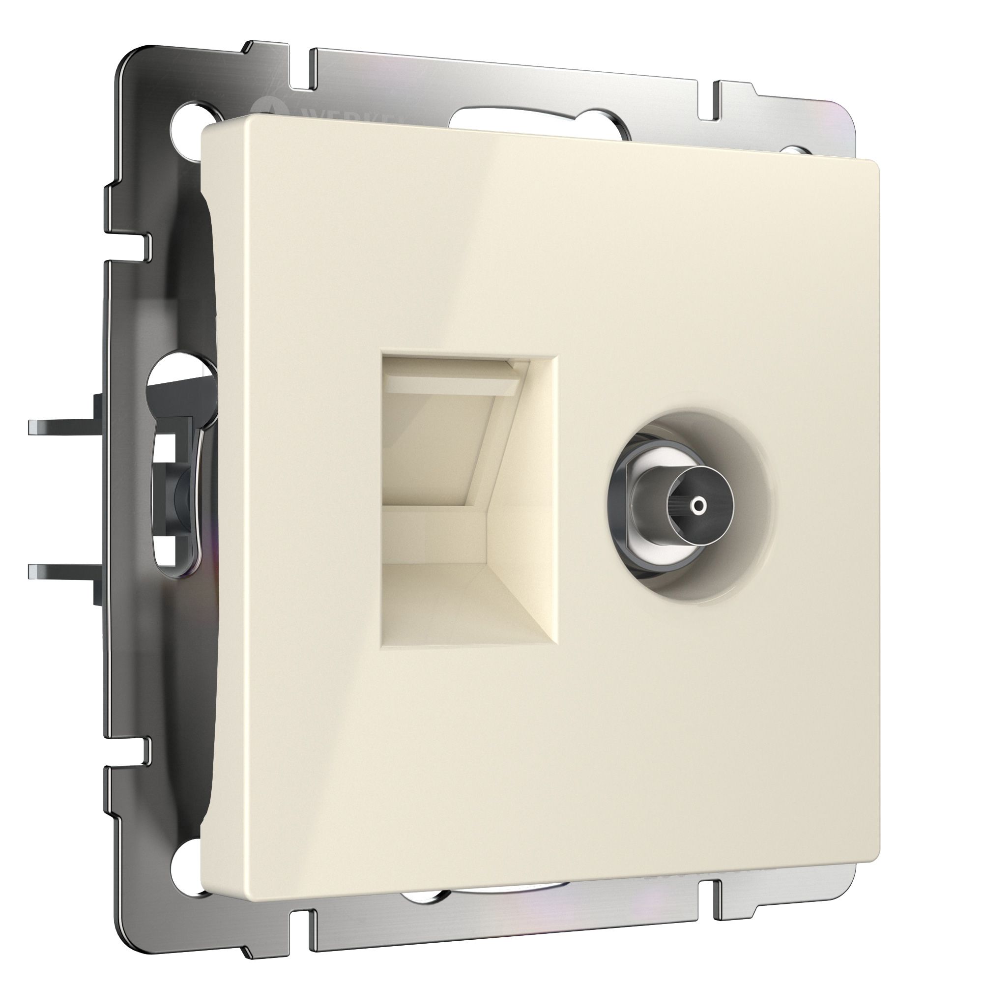 Розетка ТВ+Ethernet RJ-45 6 cat.(слоновая кость) Werkel