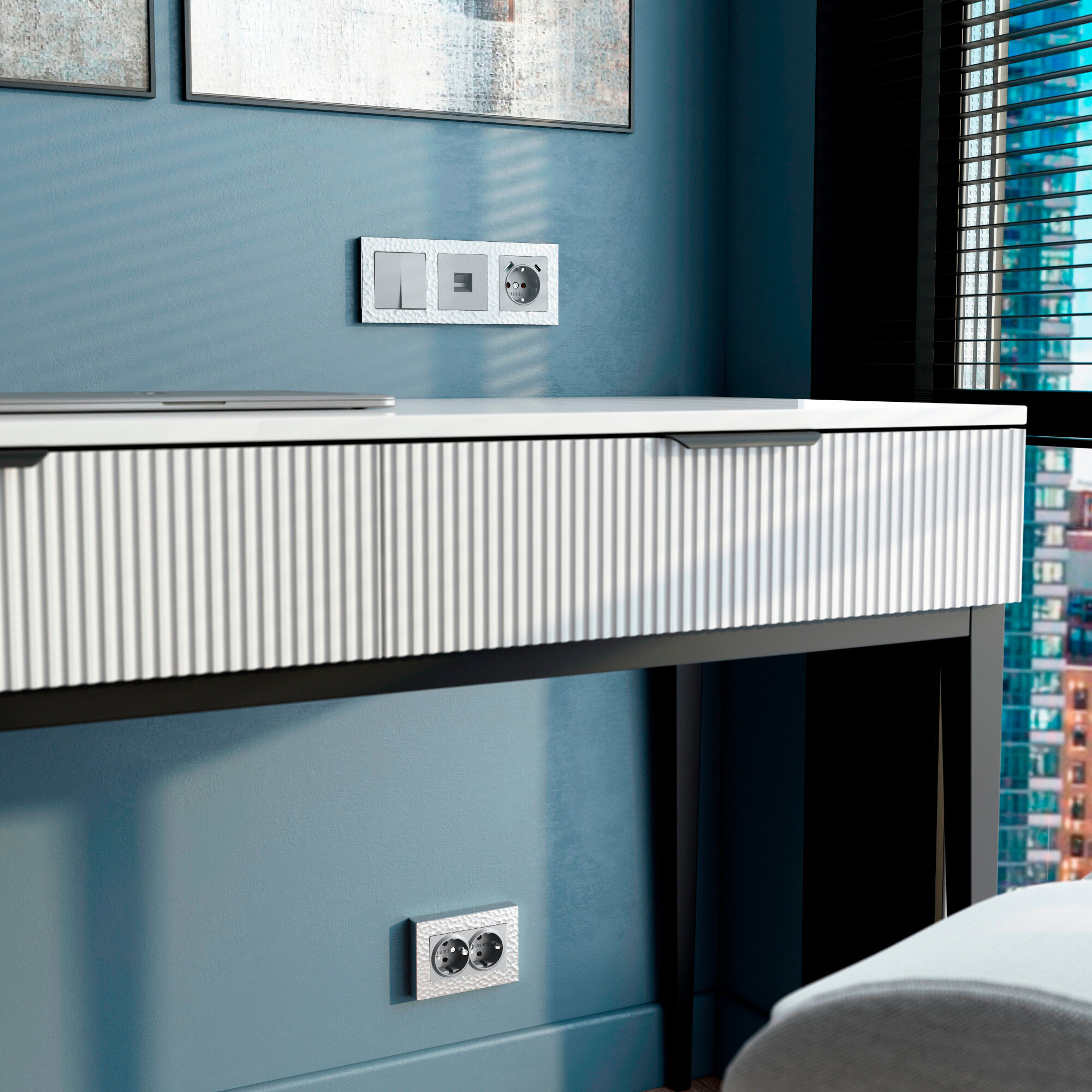 Рамка на 3 поста Hammer (серебряный) Werkel