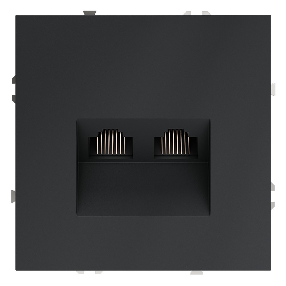 Розетка компьютерная встраиваемая VOLTUM S70 двойная RJ45+RJ45 кат.6, (графит)