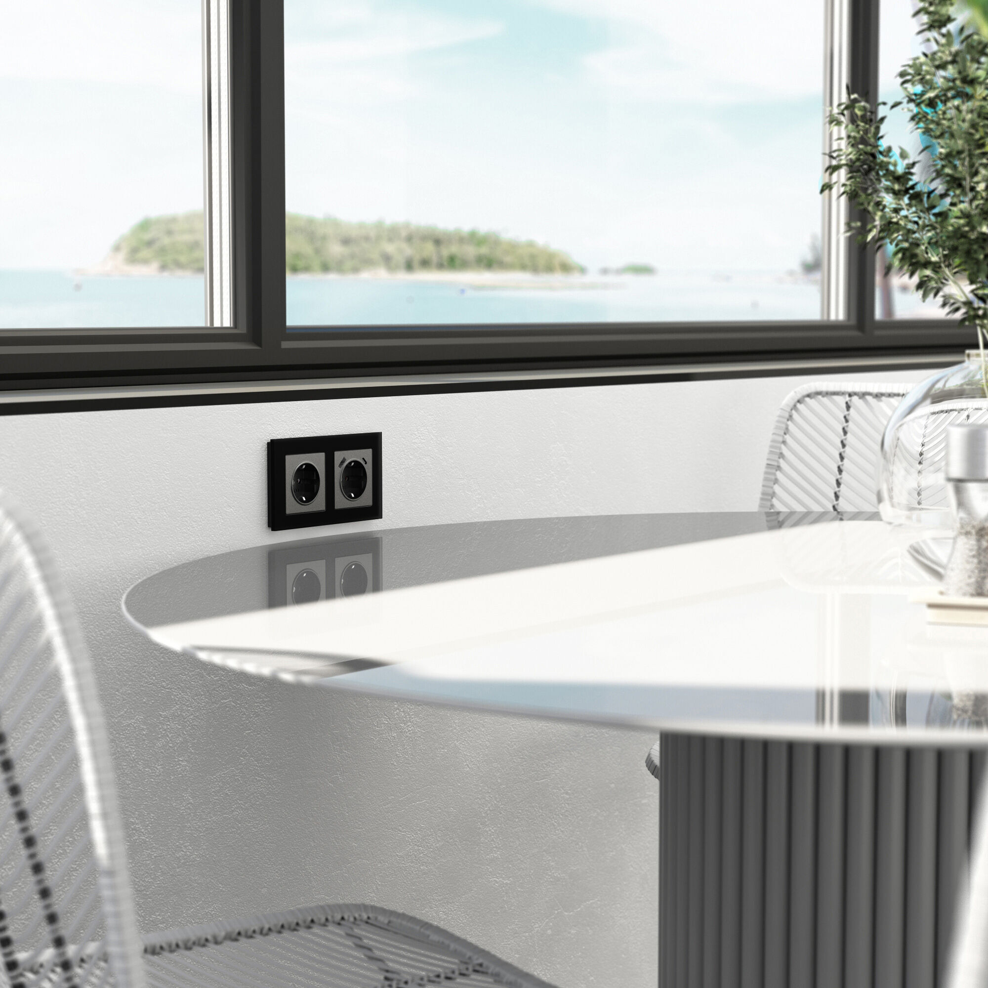 Рамка на 2 поста Senso (черный, стекло soft-touch) Werkel