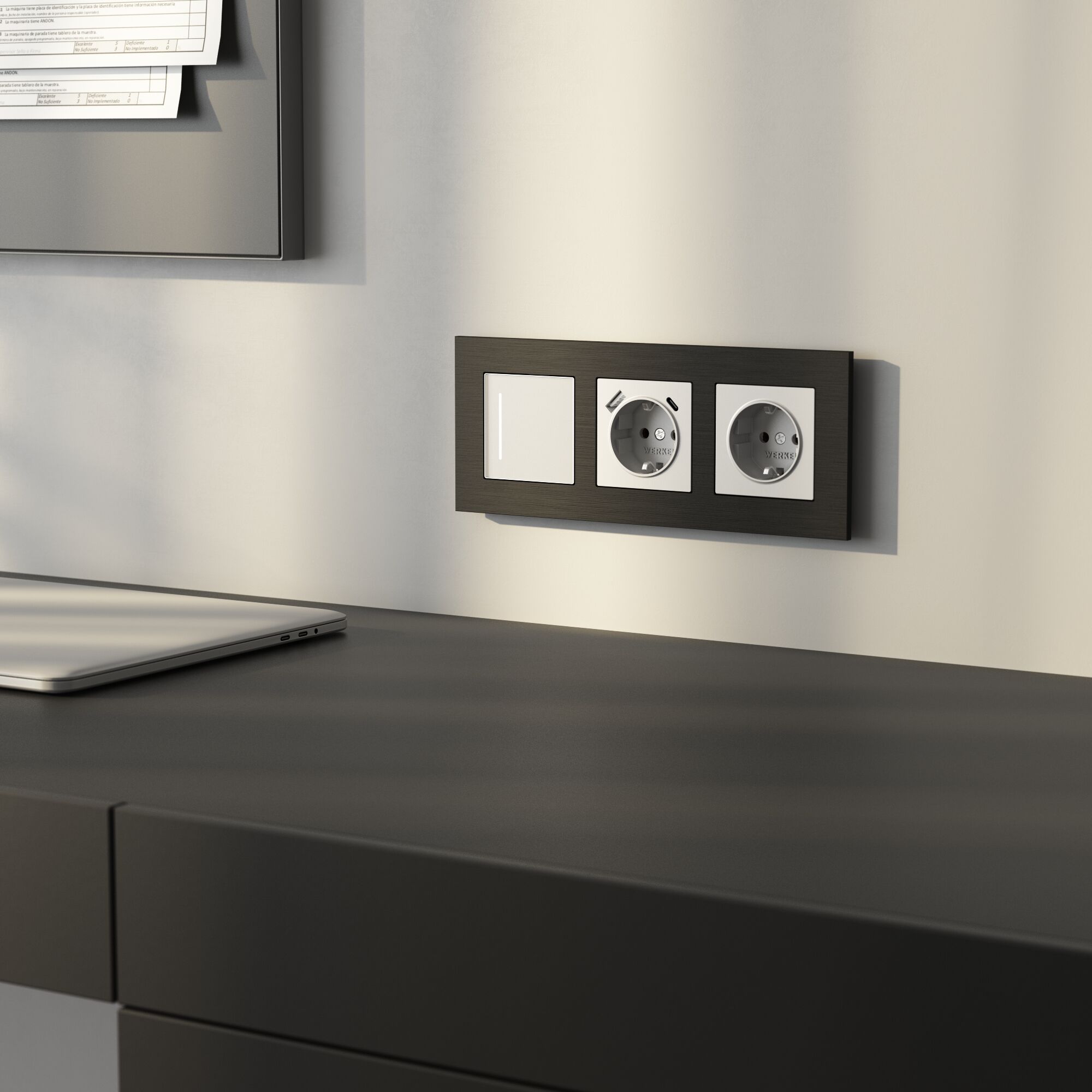 Рамка на 3 поста AluMax (черный алюминий) Werkel