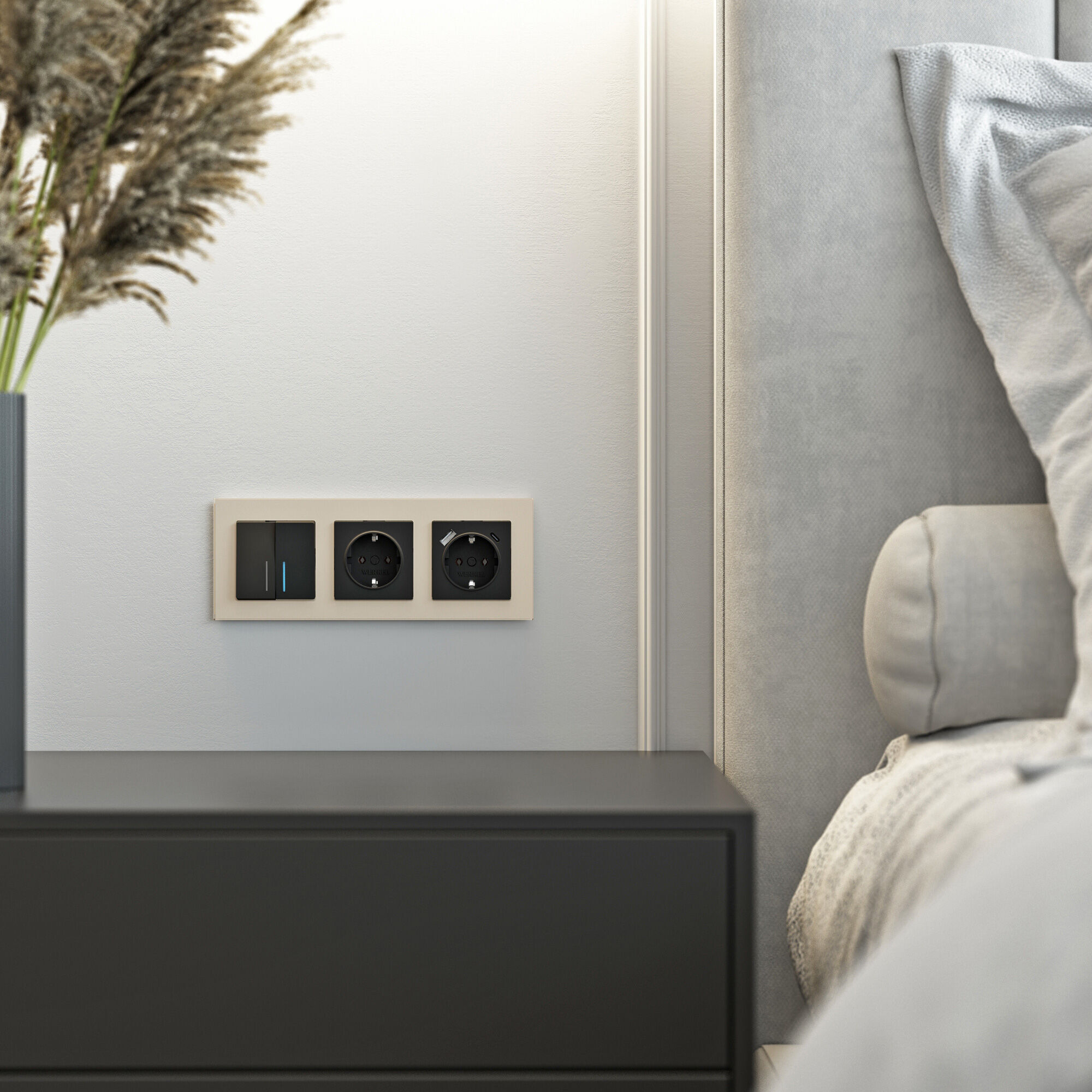 Рамка на 3 поста Senso (шампань, стекло soft-touch) Werkel