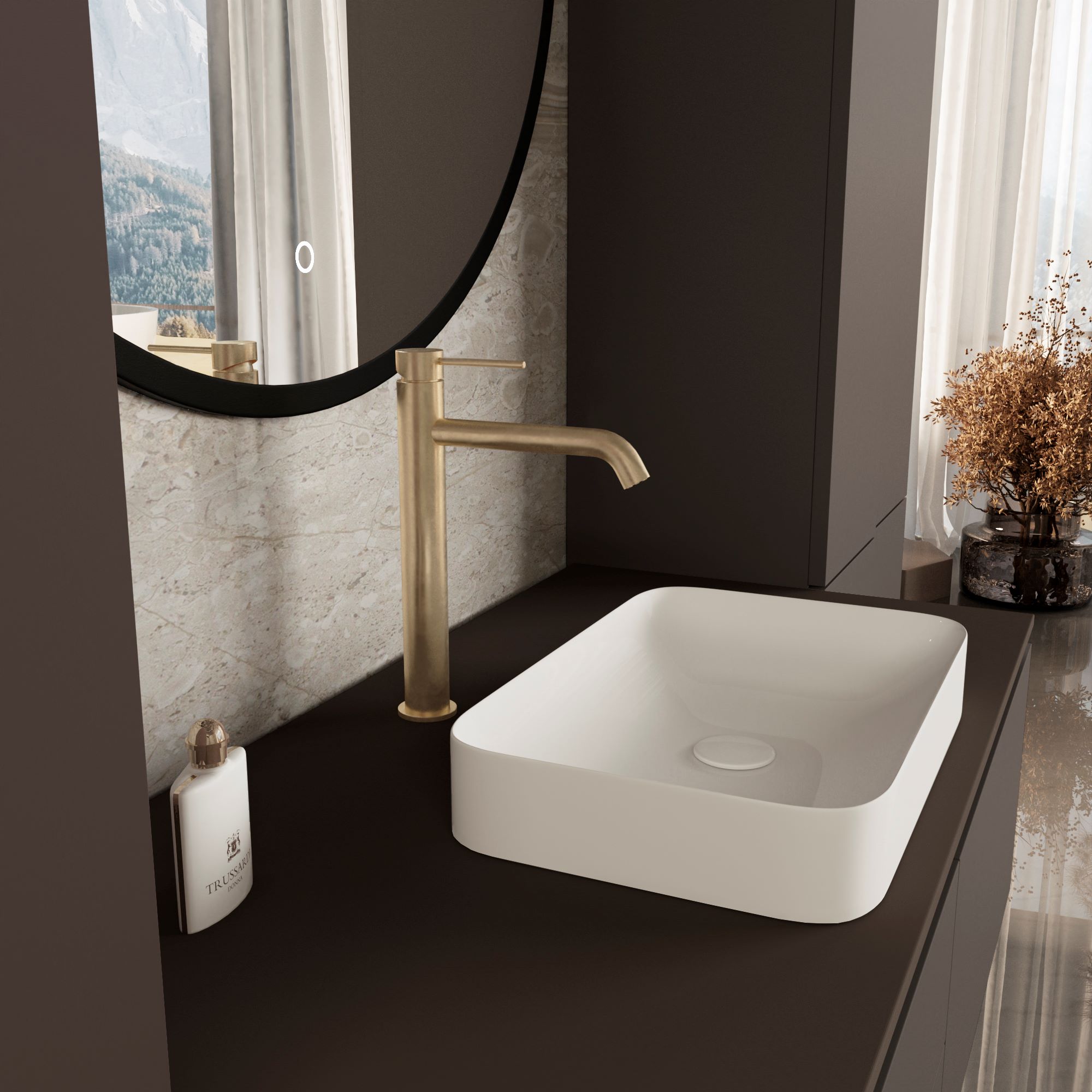 Смеситель Vincea City VBF-2C2BG на столешницу/на раковину брашированное золото