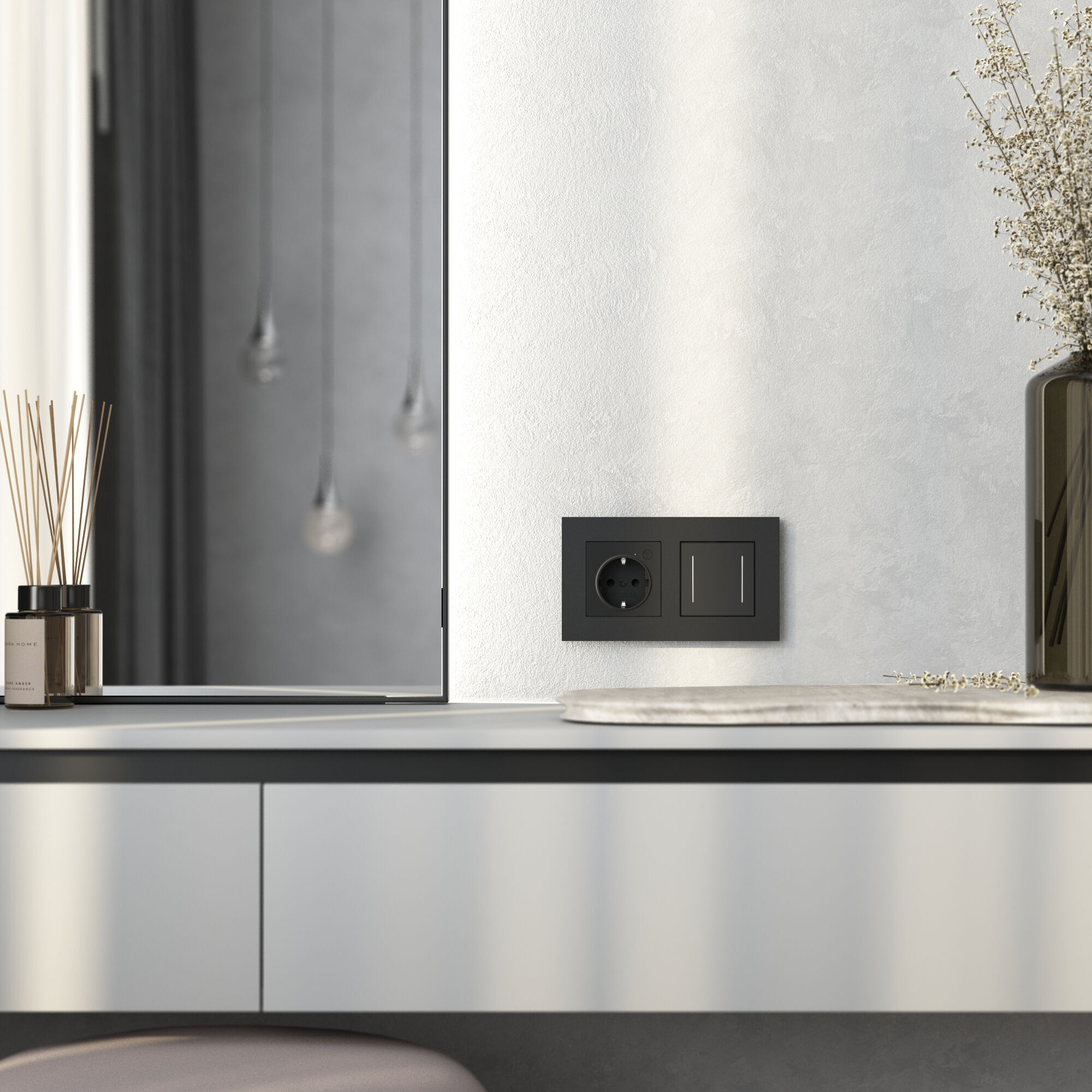 Рамка на 2 поста Slab (черный софт) Werkel