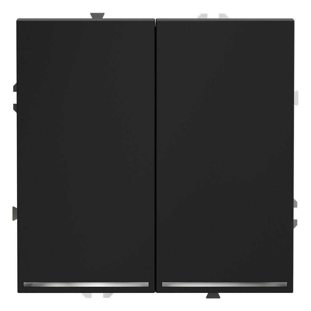 Выключатель встраиваемый VOLTUM S70 двухклавишный с подсветкой 10А, (графит)