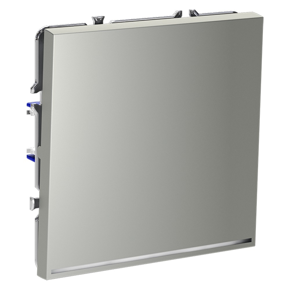 Проходной переключатель встраиваемый VOLTUM S70 одноклавишный с подсветкой 10А, (сталь)