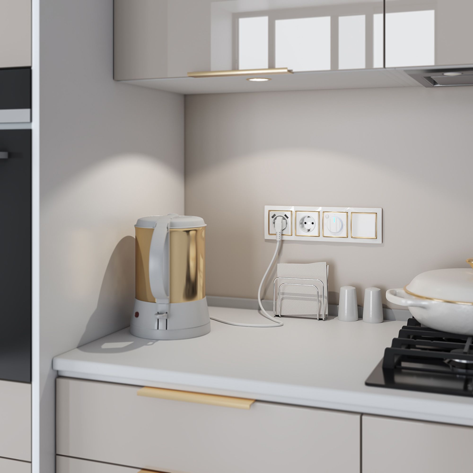 Выключатель одноклавишный проходной (белый глянцевый) Werkel