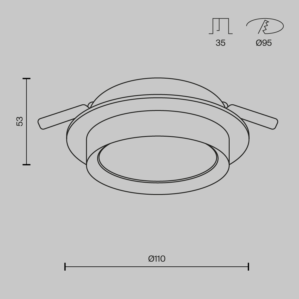 Встраиваемый светильник Maytoni Hoop GX53 1x12Вт DL086-GX53-RD-B