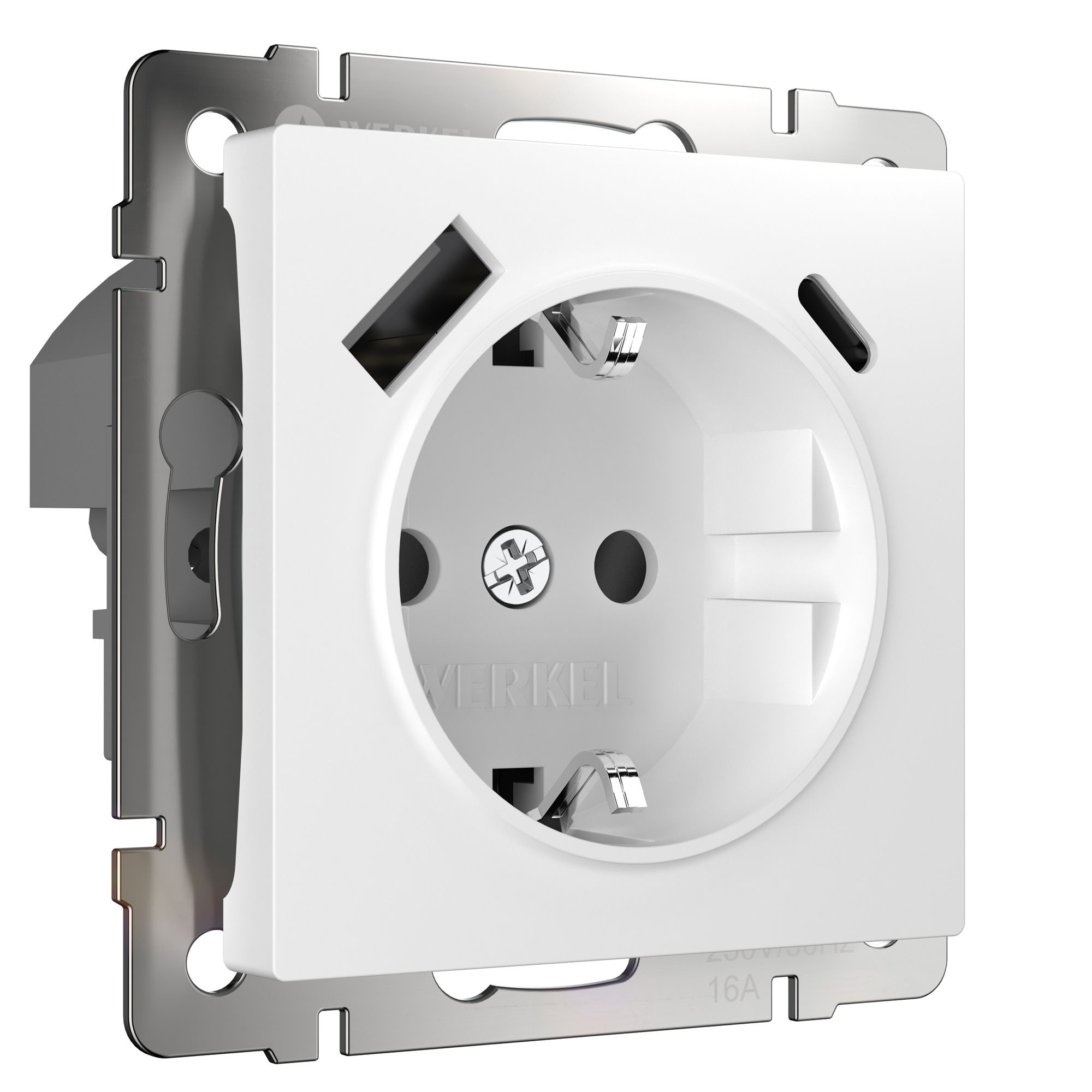 Розетка с быстрой зарядкой USB Type A+С (белая глянцевая) Werkel