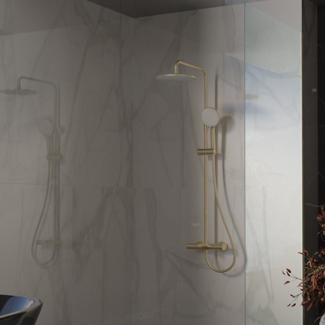 Душевая стойка Vincea Rondo VSFS-1R1BG настенная цвет брашированное золото