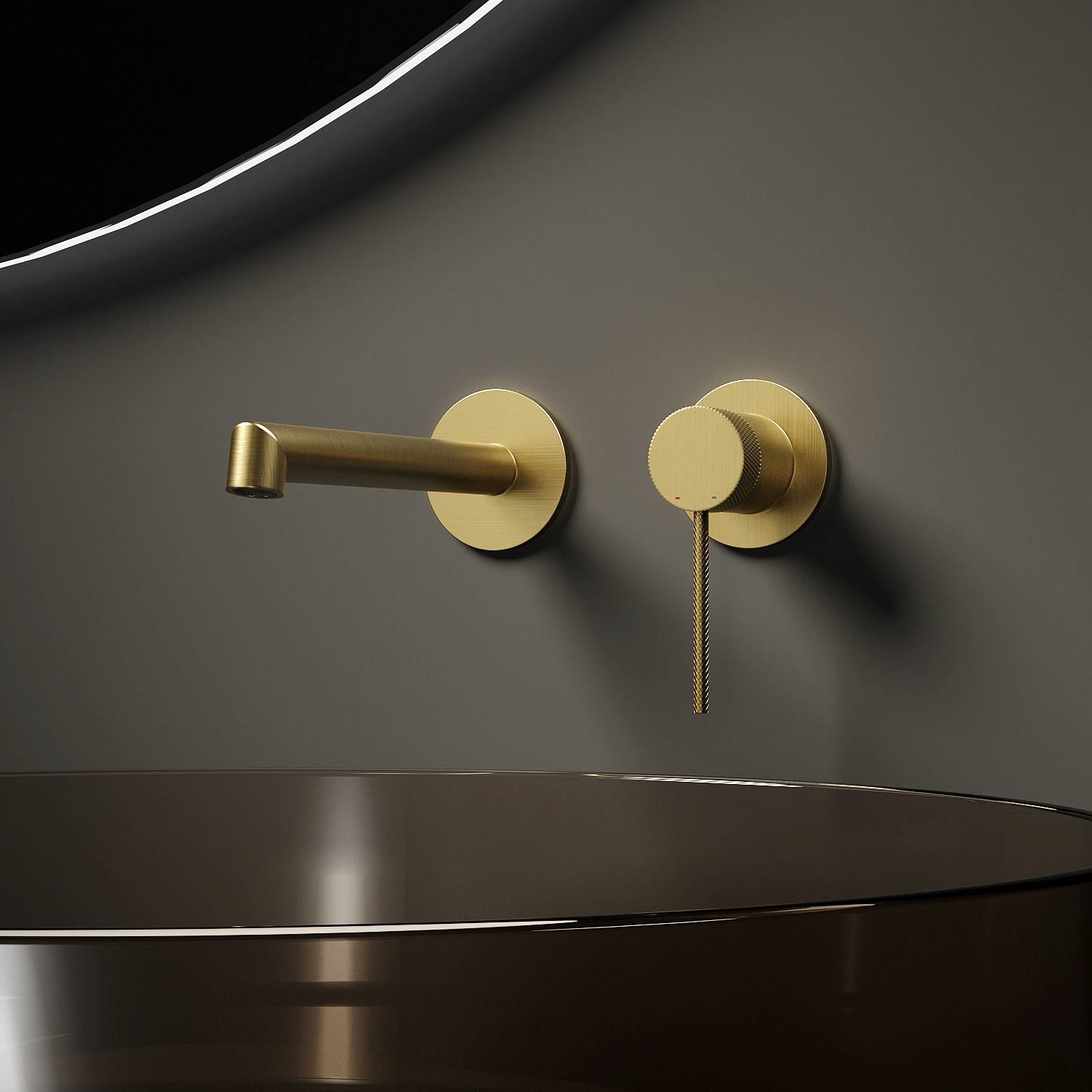 Смеситель Vincea Rim VBFW-2RM1BG встраиваемый в стену брашированное золото