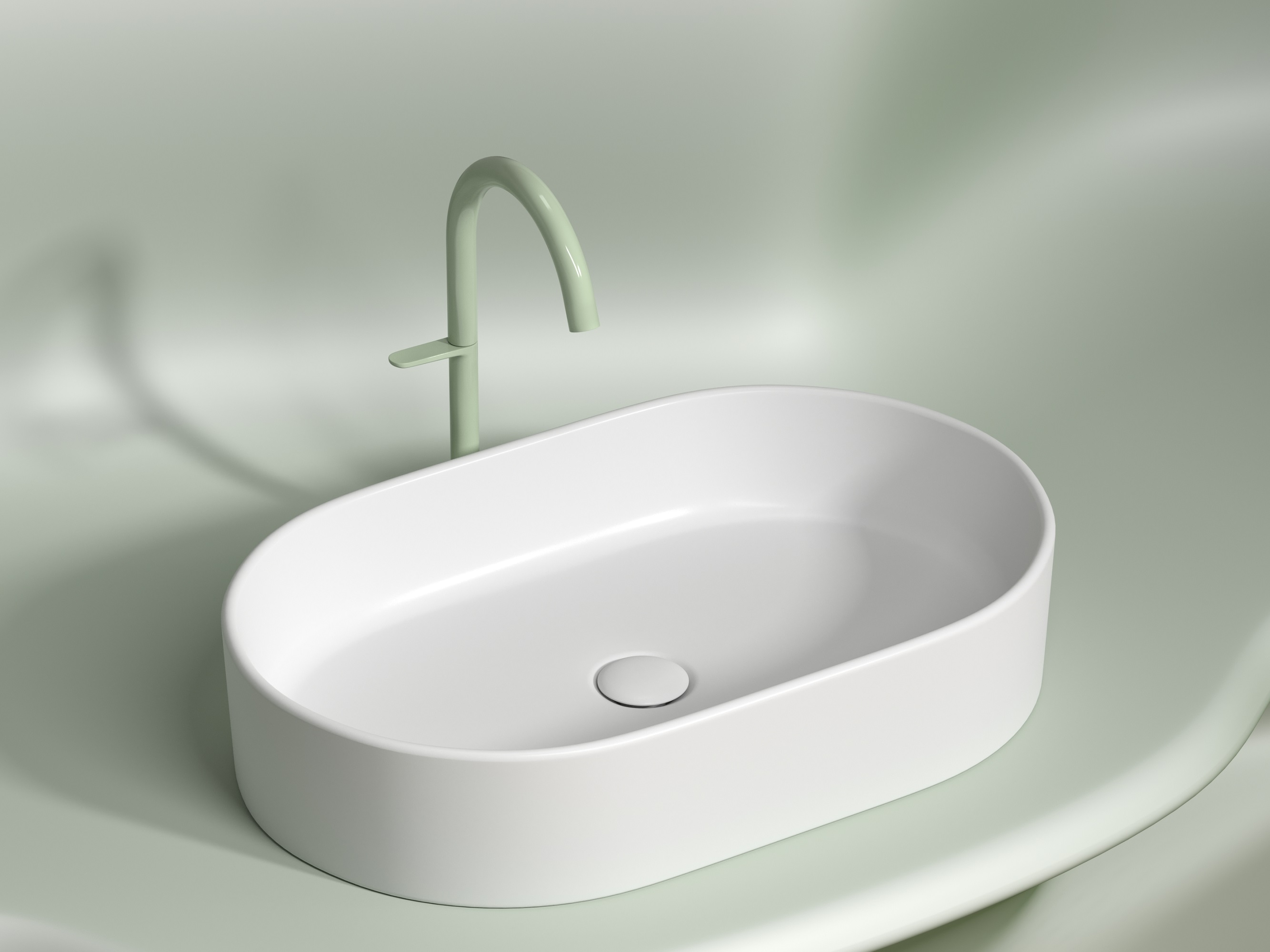 Умывальник чаша накладная овальная CN6048MW