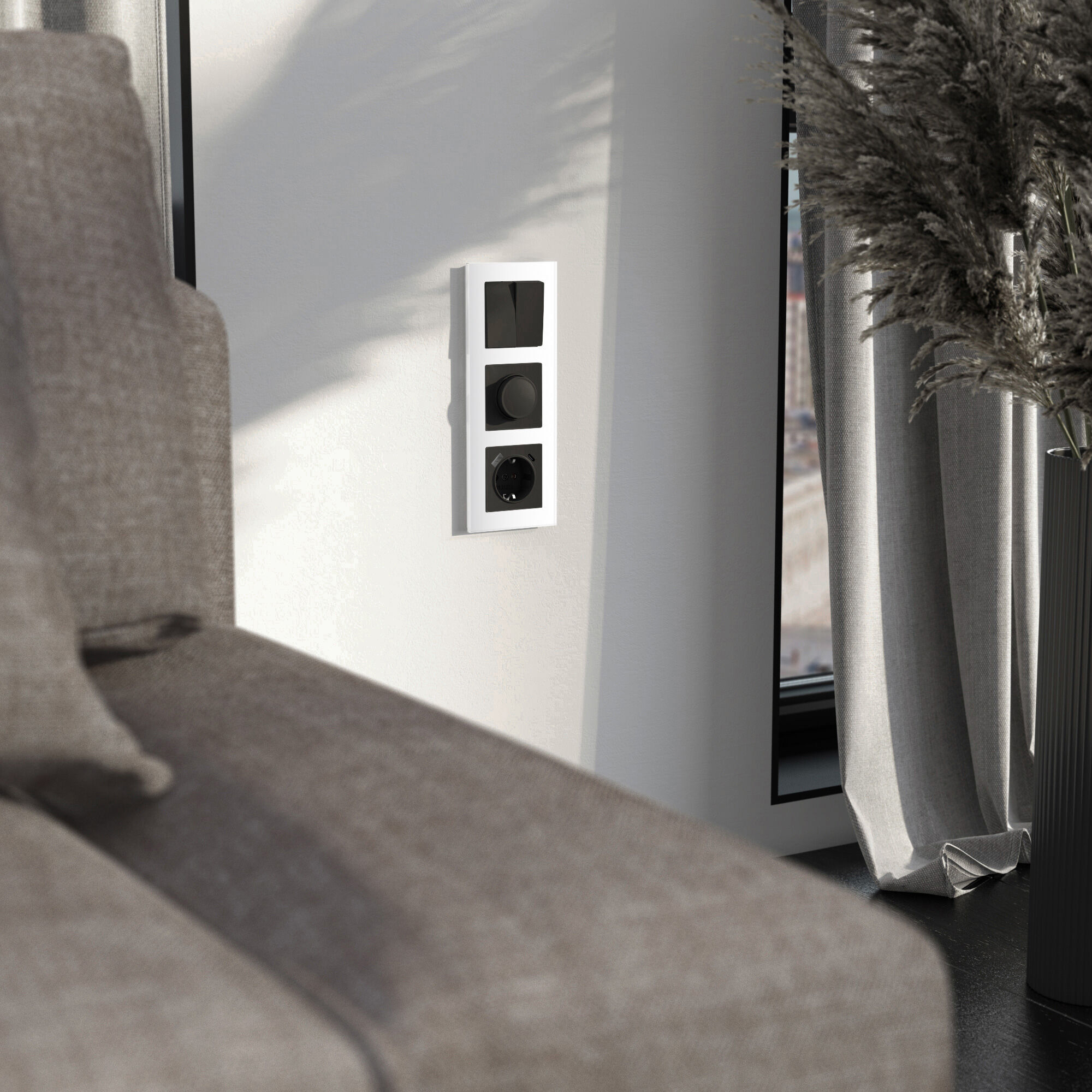 Рамка на 3 поста Senso (белый, стекло soft-touch) Werkel