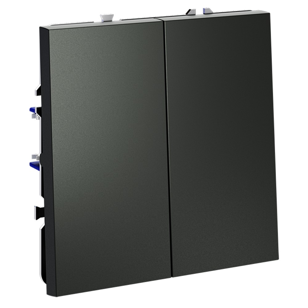 Выключатель с самовозвратом встраиваемый VOLTUM S70 двухклавишный 10А, (титан)