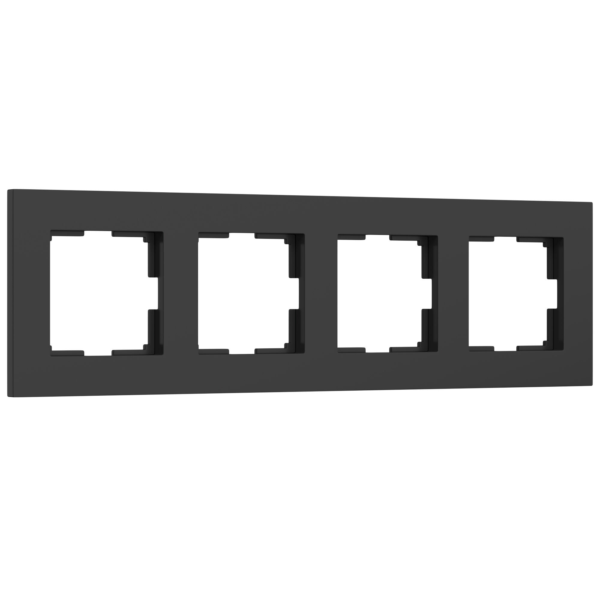 Рамка на 4 поста Slab (черный софт) Werkel