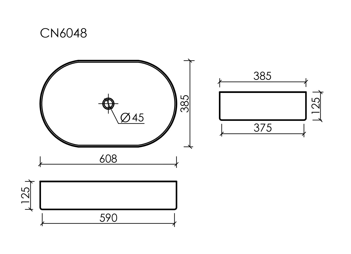 Умывальник чаша накладная овальная CN6048
