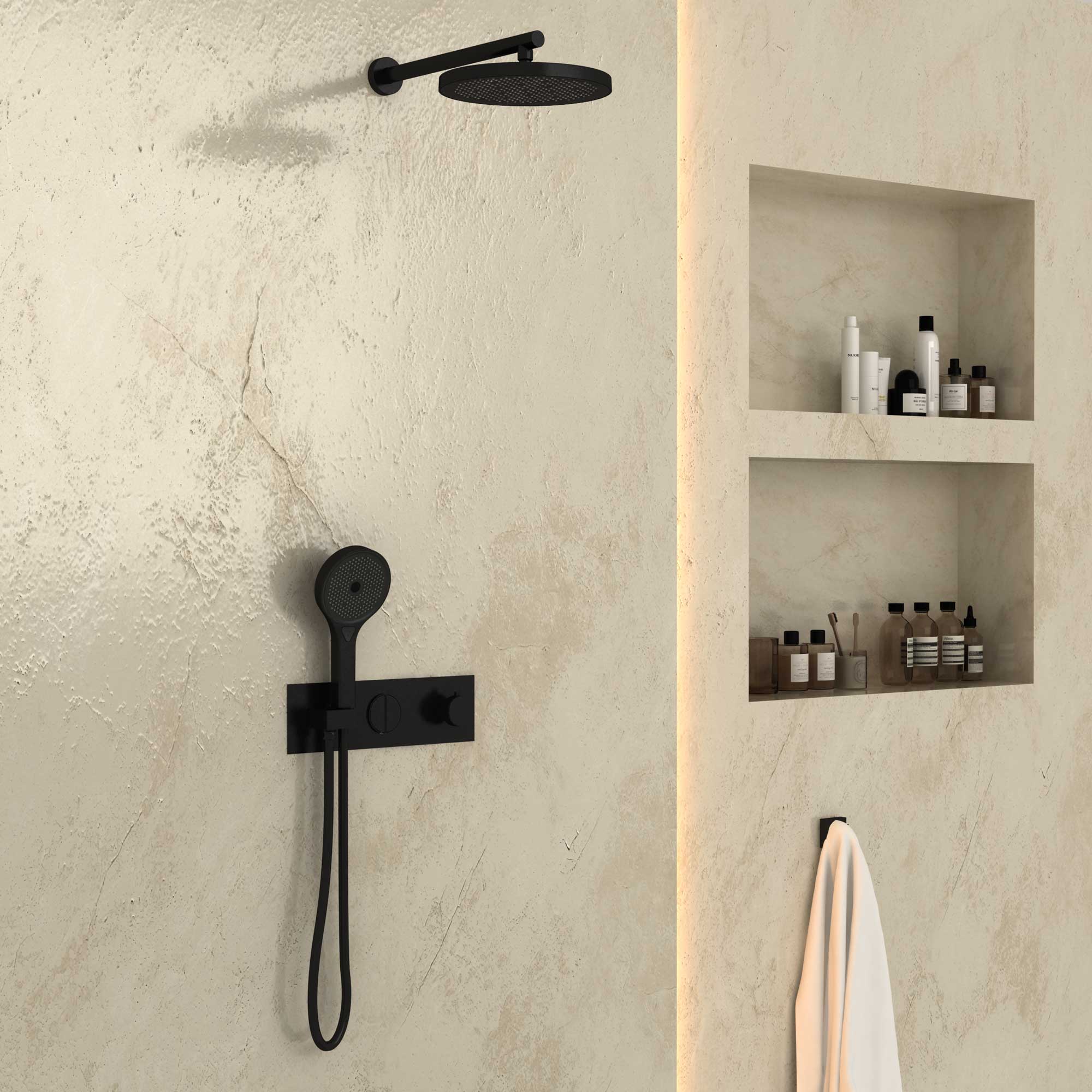 Душевая система Vincea VSFW-422T2MB встраиваемая в стену цвет черный матовый