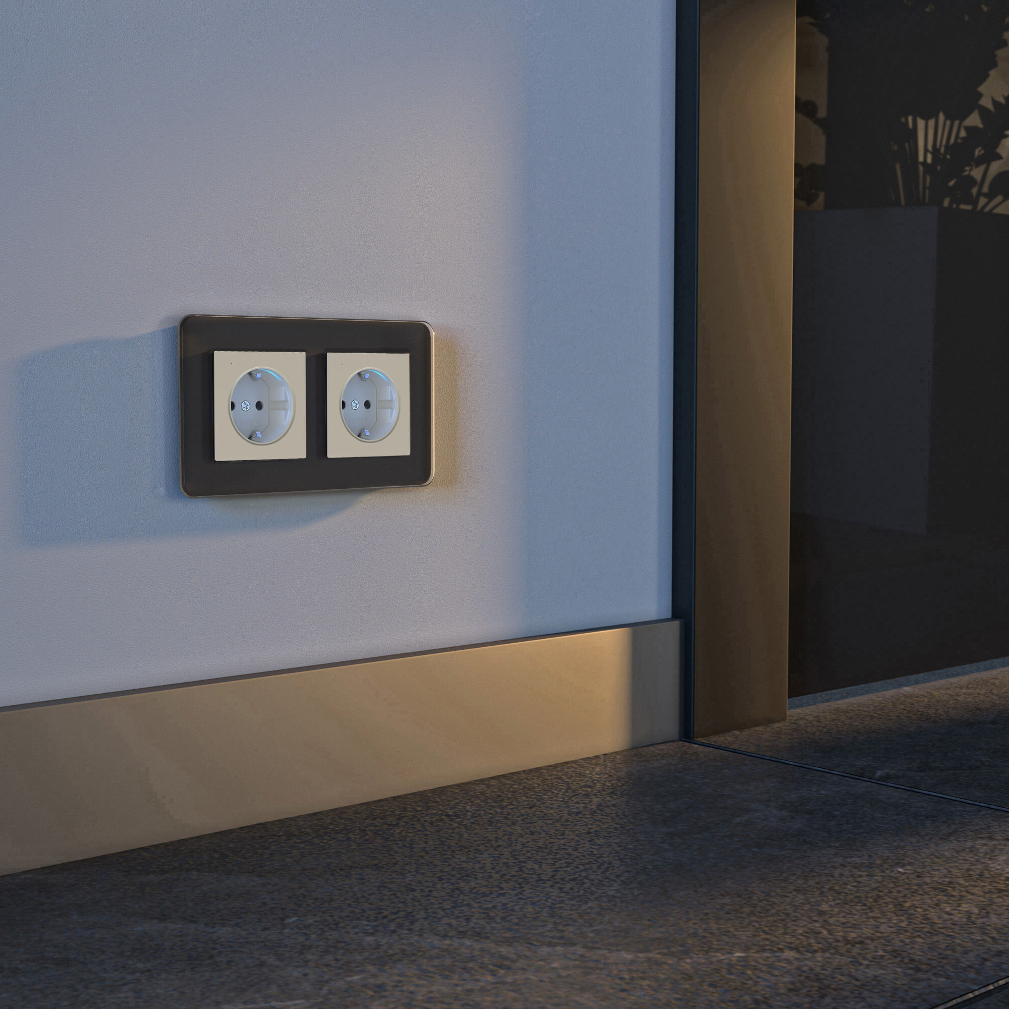 Розетка с подсветкой (айвори матовый) Werkel