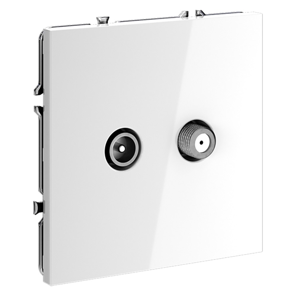 Розетка телевизионная встраиваемая VOLTUM S70 оконечная TV+SAT, (белый глянцевый)