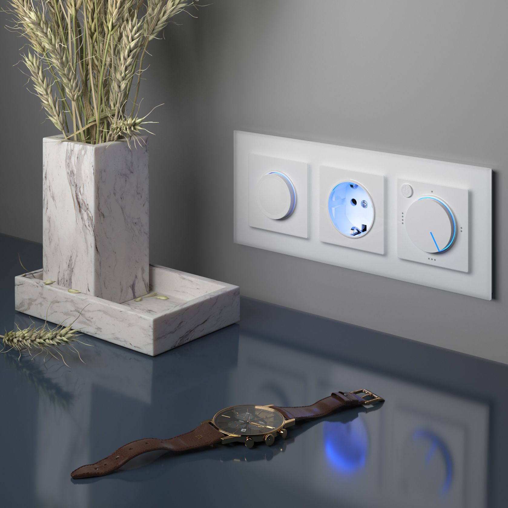 Диммер с подсветкой (белый глянцевый) Werkel