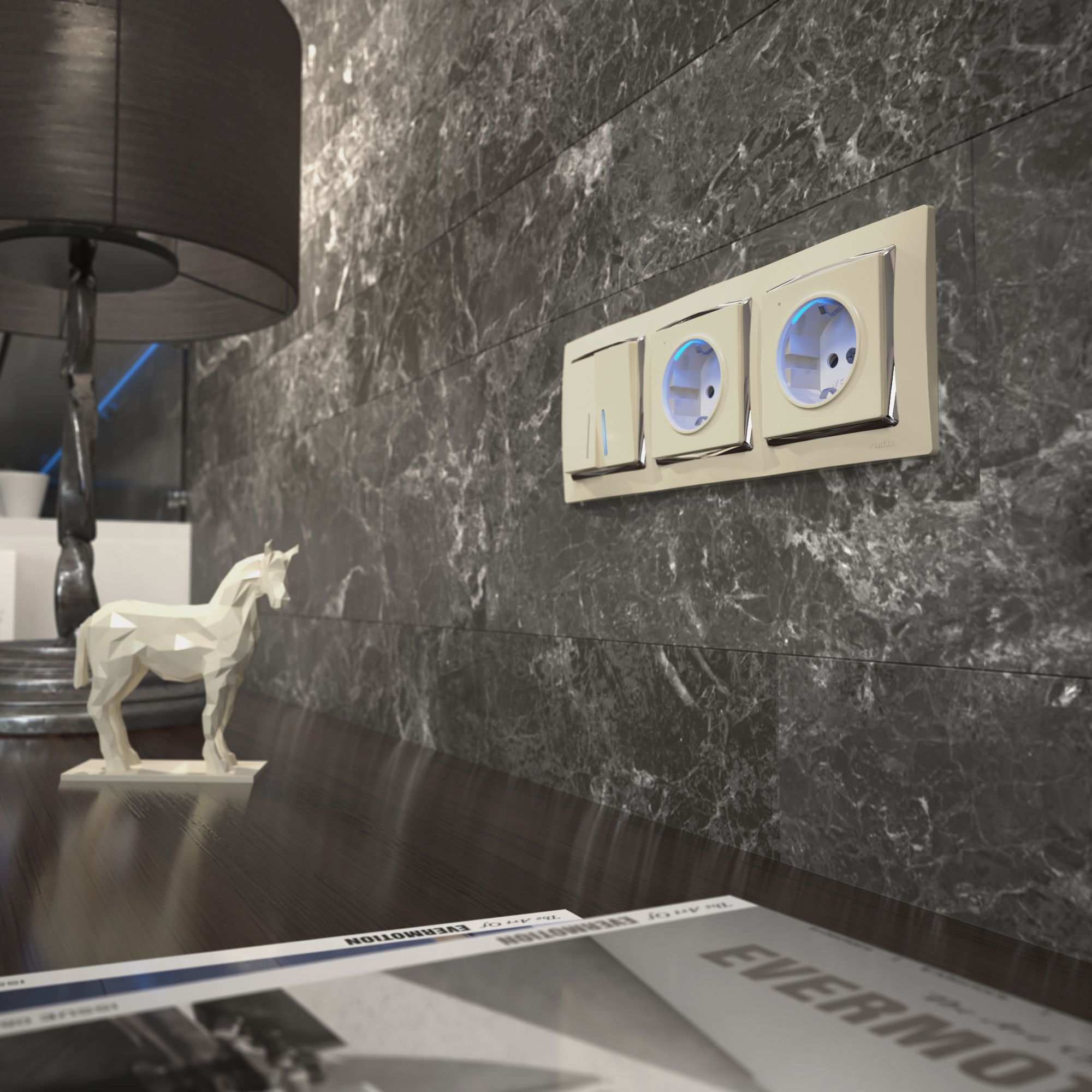 Розетка с подсветкой (слоновая кость) Werkel