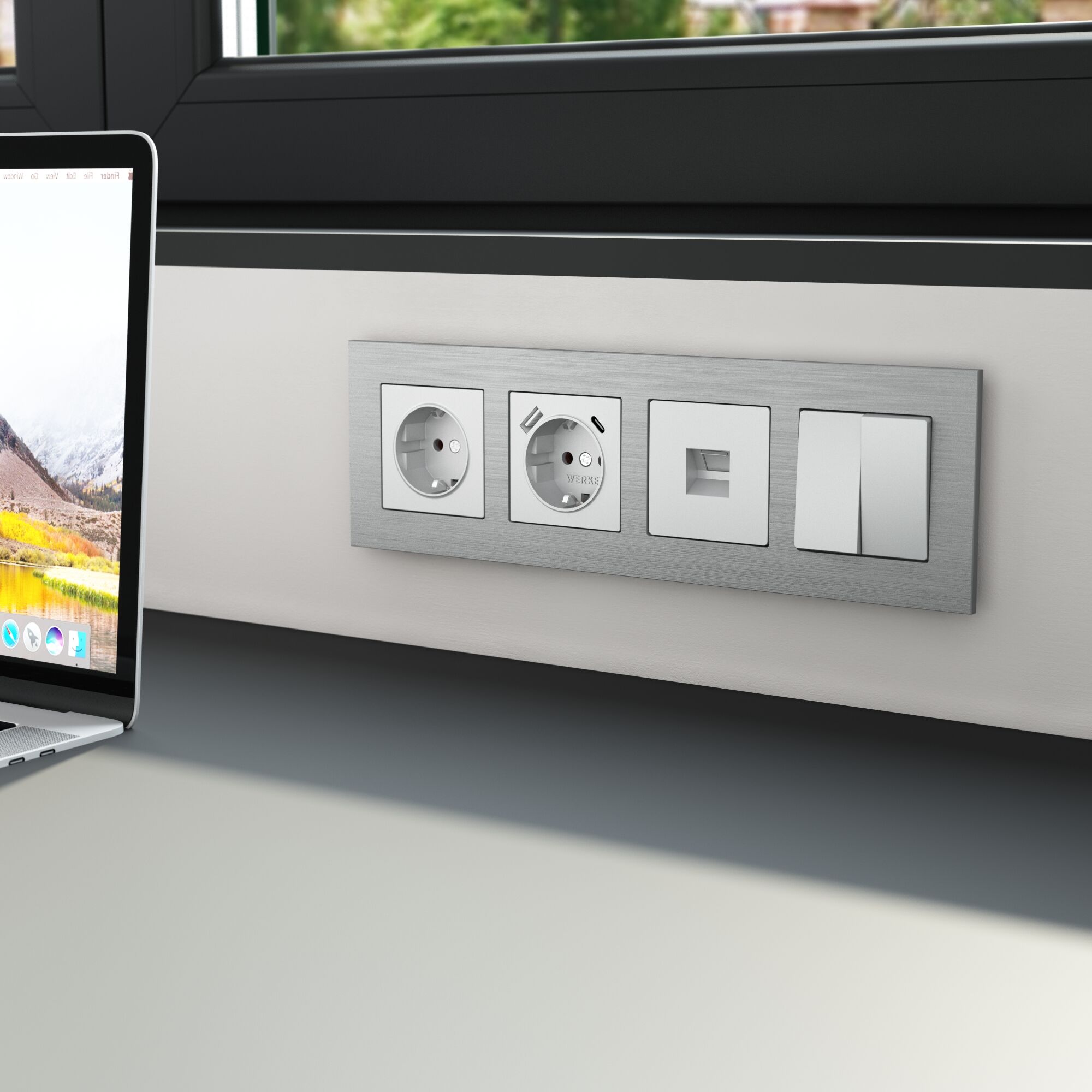 Рамка на 4 поста AluMax (алюминий) Werkel