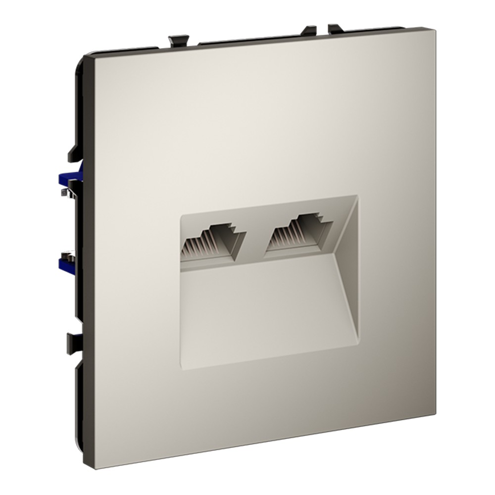 Розетка компьютерная встраиваемая VOLTUM S70 двойная RJ45+RJ45 кат.6, (кашемир)