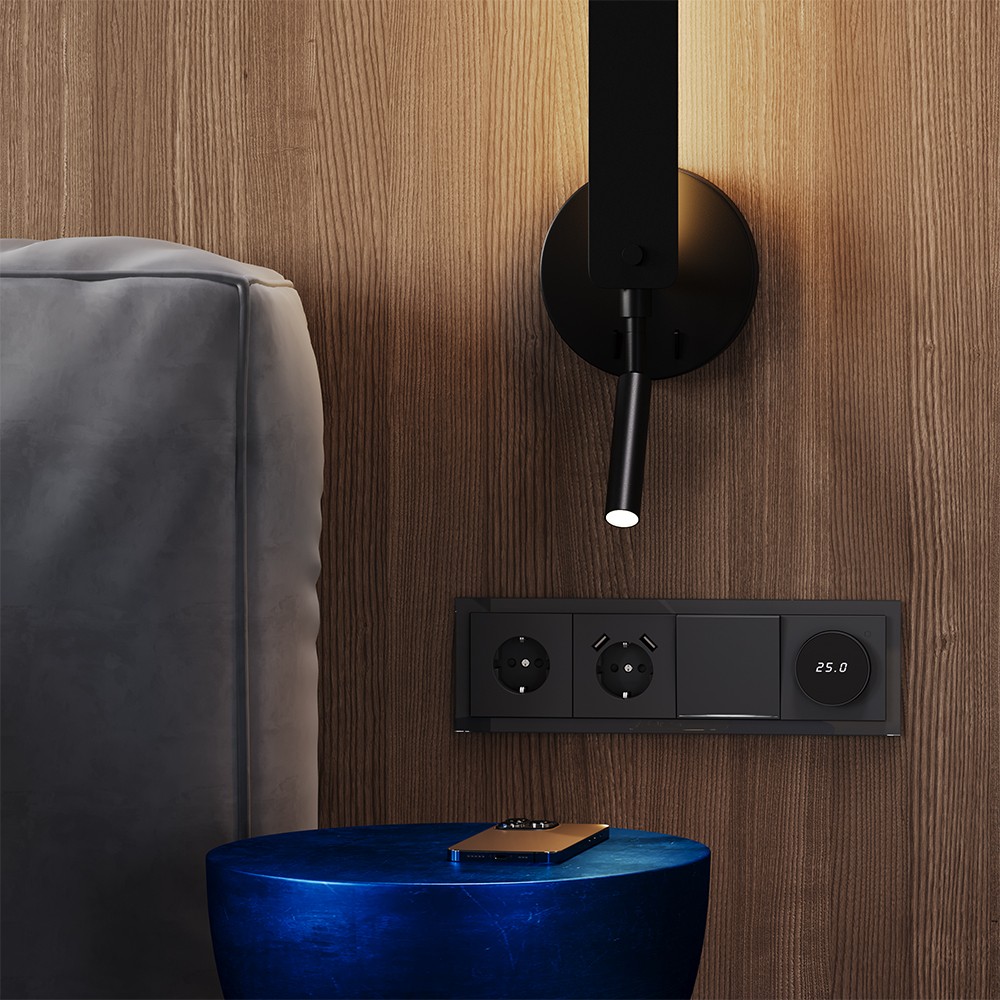 Терморегулятор электронный VOLTUM S70 с индикацией и датчиком, для теплого пола, (графит)