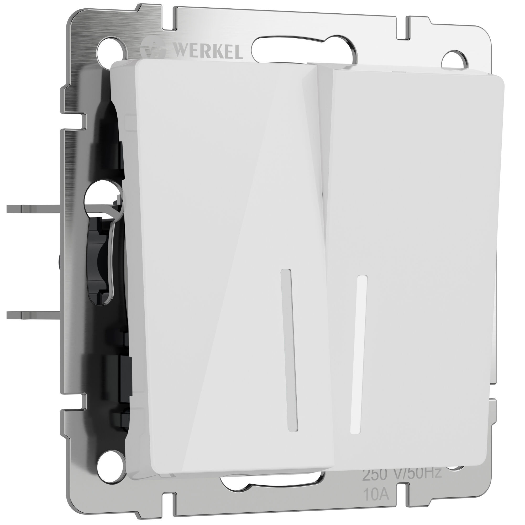 Выключатель двухклавишный проходной с подсветкой (белый акрил) Werkel