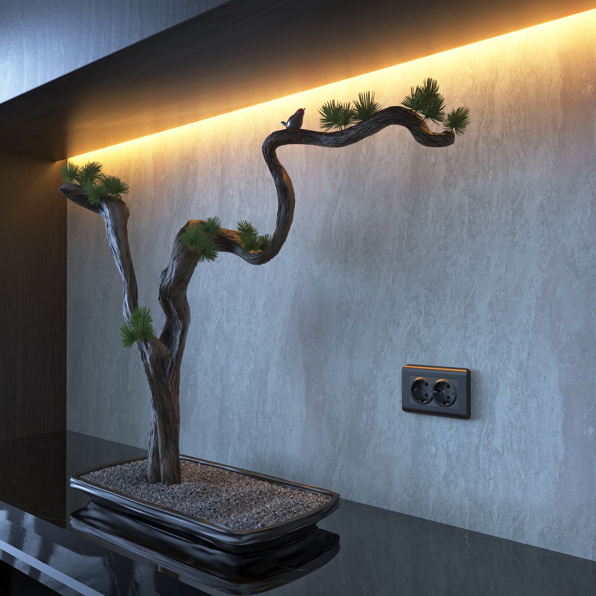 Розетка двойная с заземлением (графит рифленый) Werkel