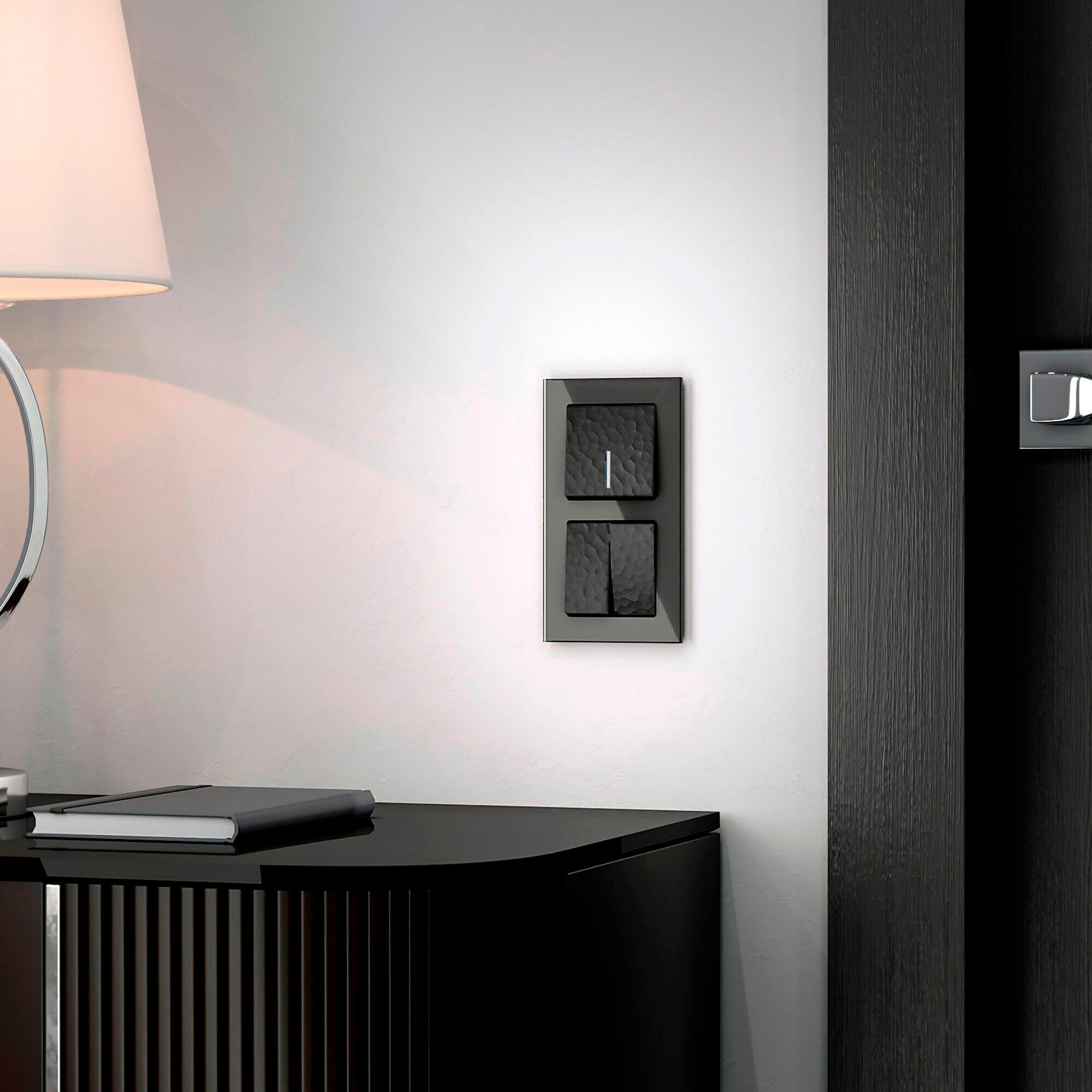 Выключатель одноклавишный с подсветкой (черный) Werkel