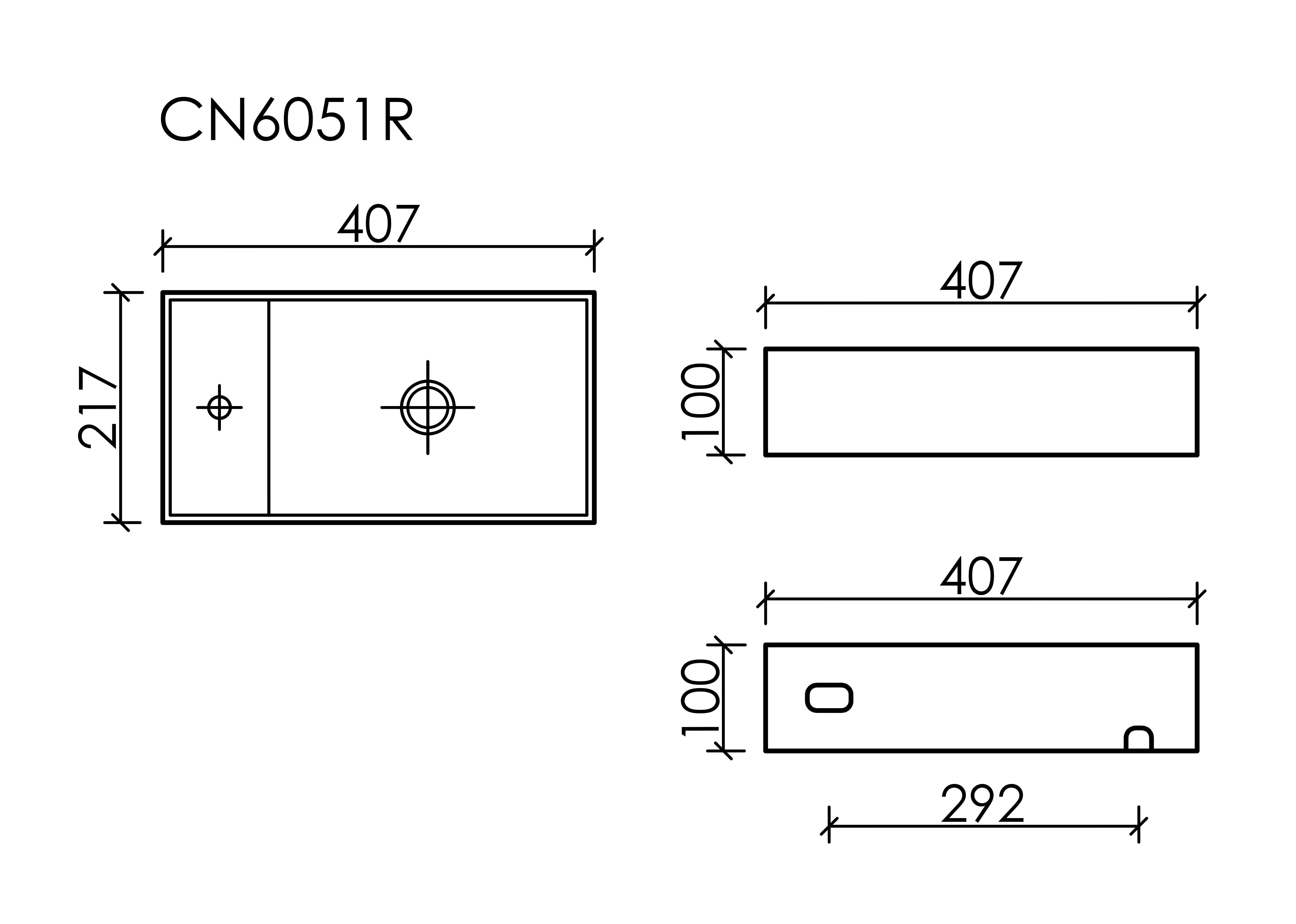 Умывальник подвесной прямоугольный CN6051RMW