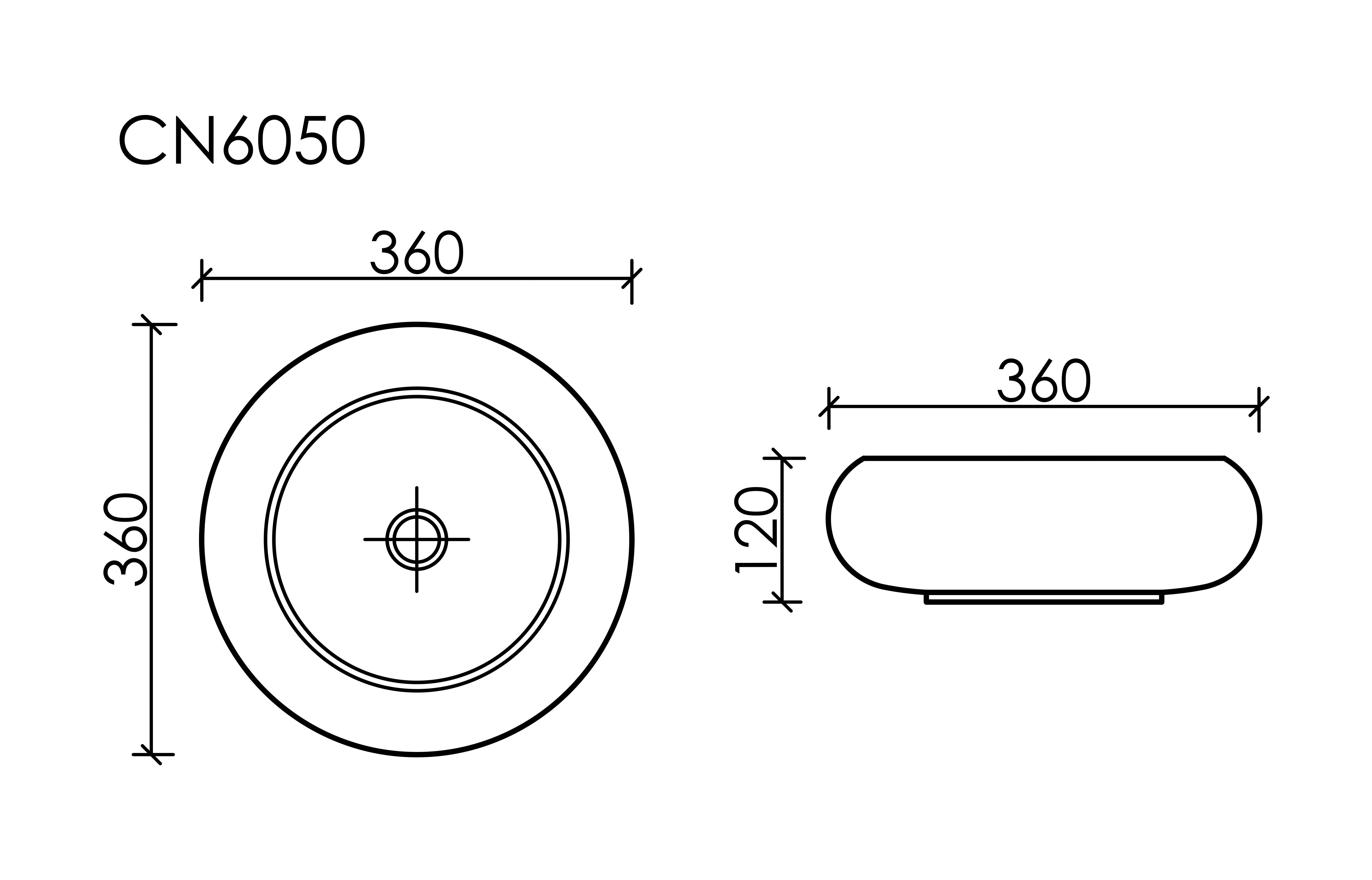 Умывальник чаша накладная круглая CN6050MB