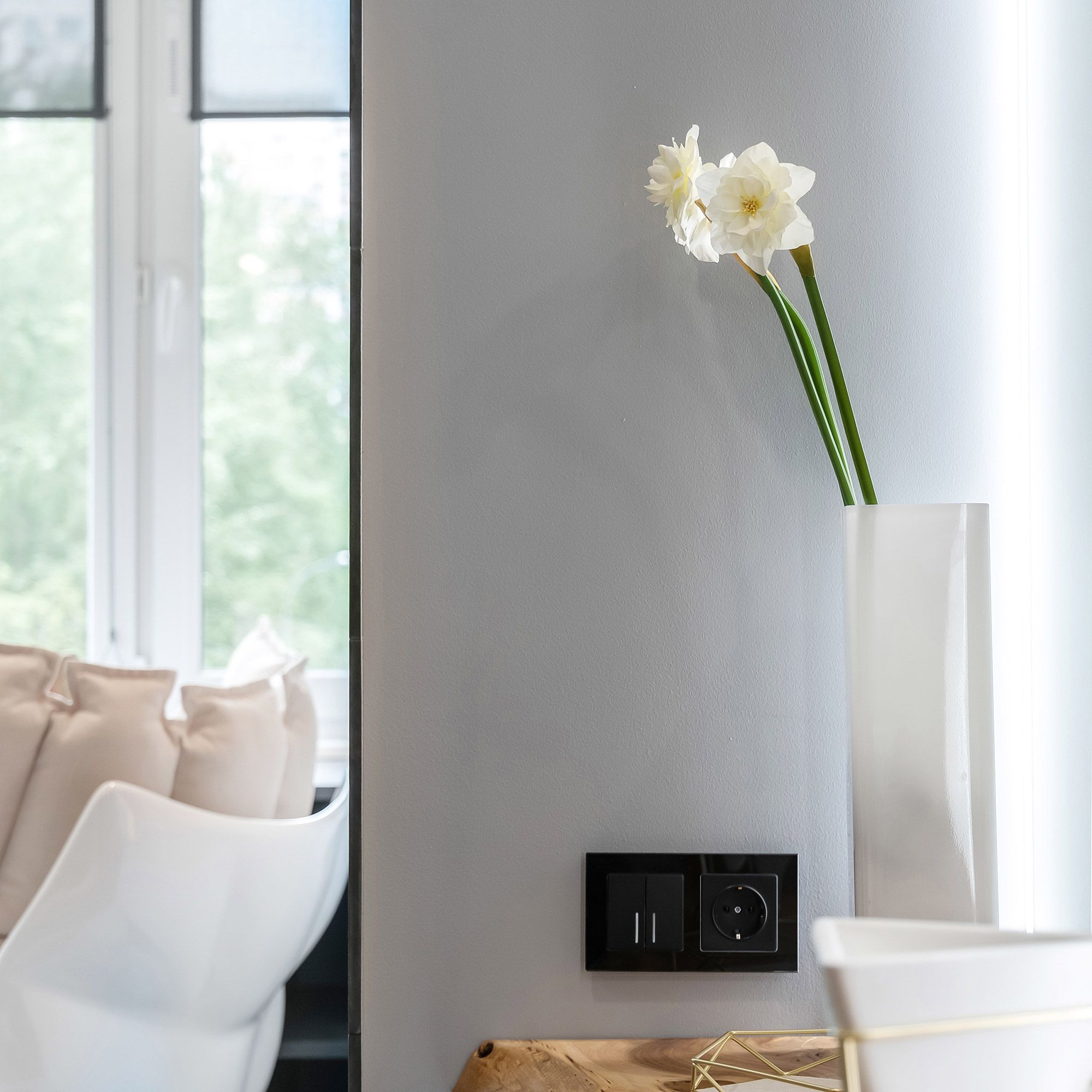 Выключатель двухклавишный с подсветкой (черный матовый) Werkel