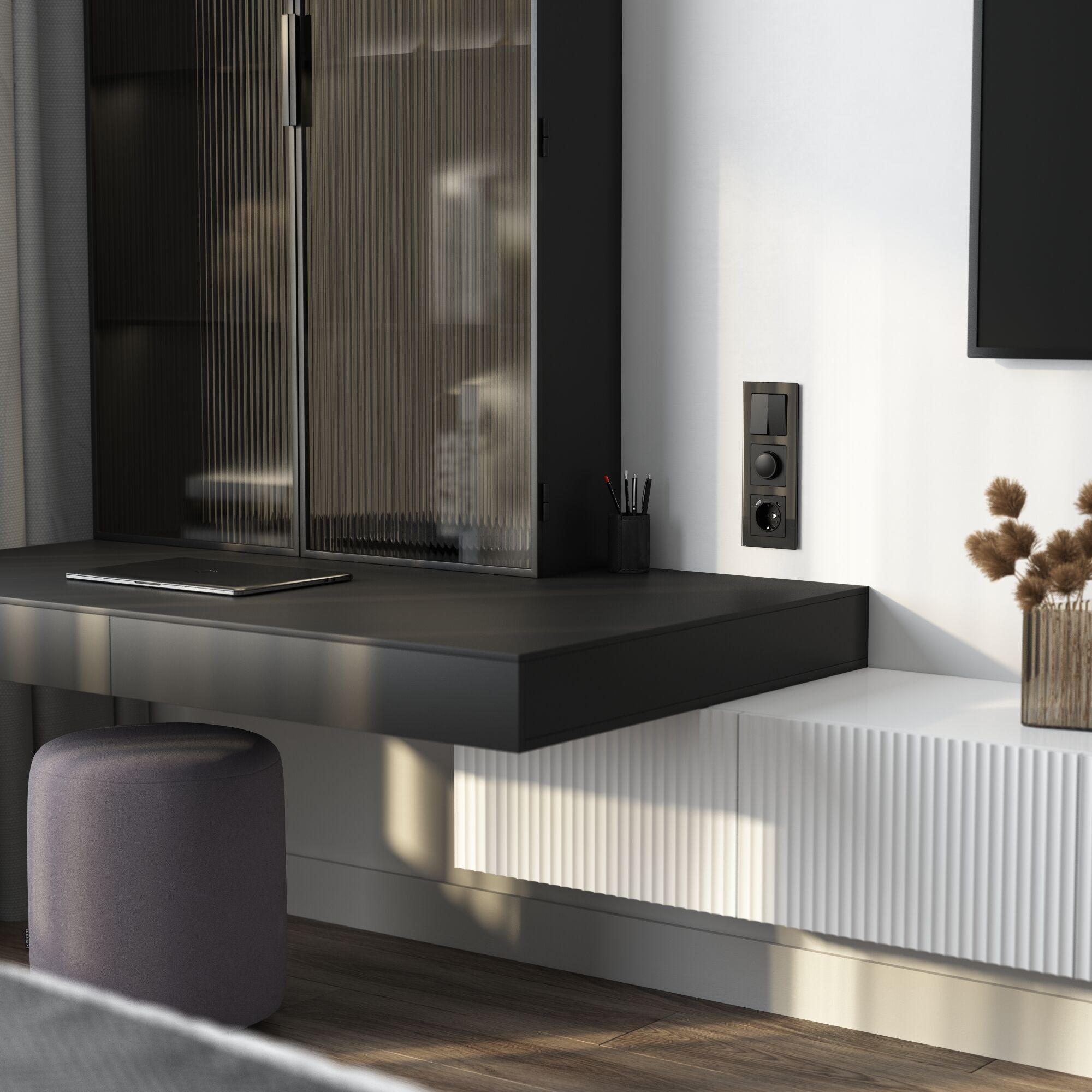 Рамка на 3 поста (черный, стекло) Werkel