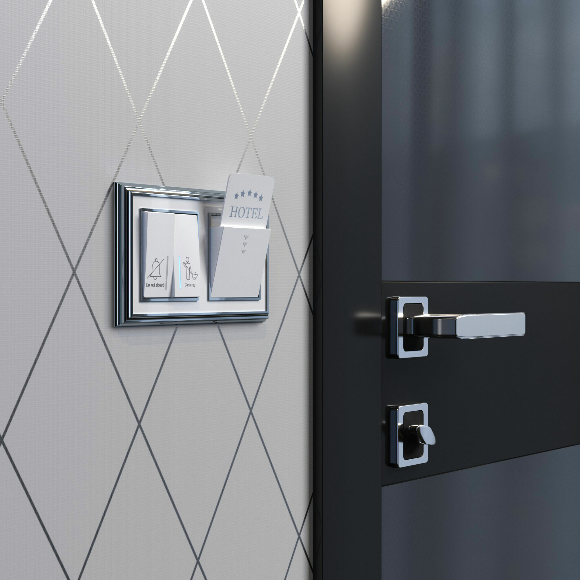 Выключатель двухклавишный для отелей (белый) Werkel