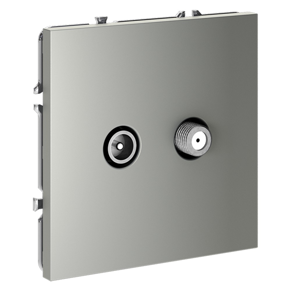 Розетка телевизионная встраиваемая VOLTUM S70 оконечная TV+SAT, (сталь)