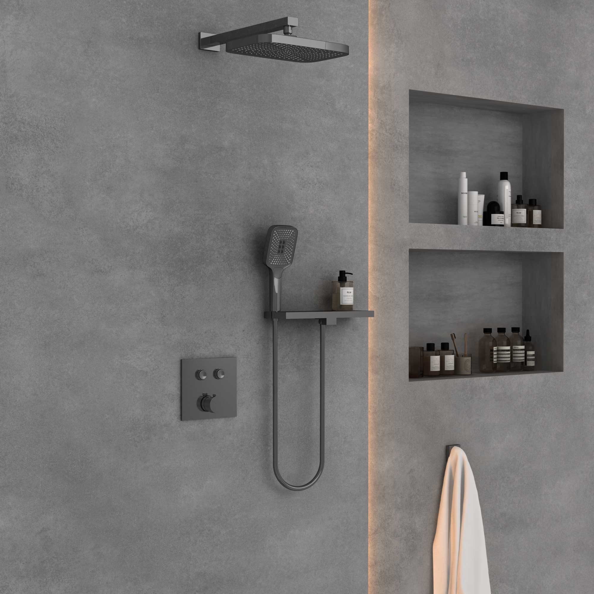 Душевая система Vincea VSFW-4211RGM встраиваемая в стену цвет вороненая сталь